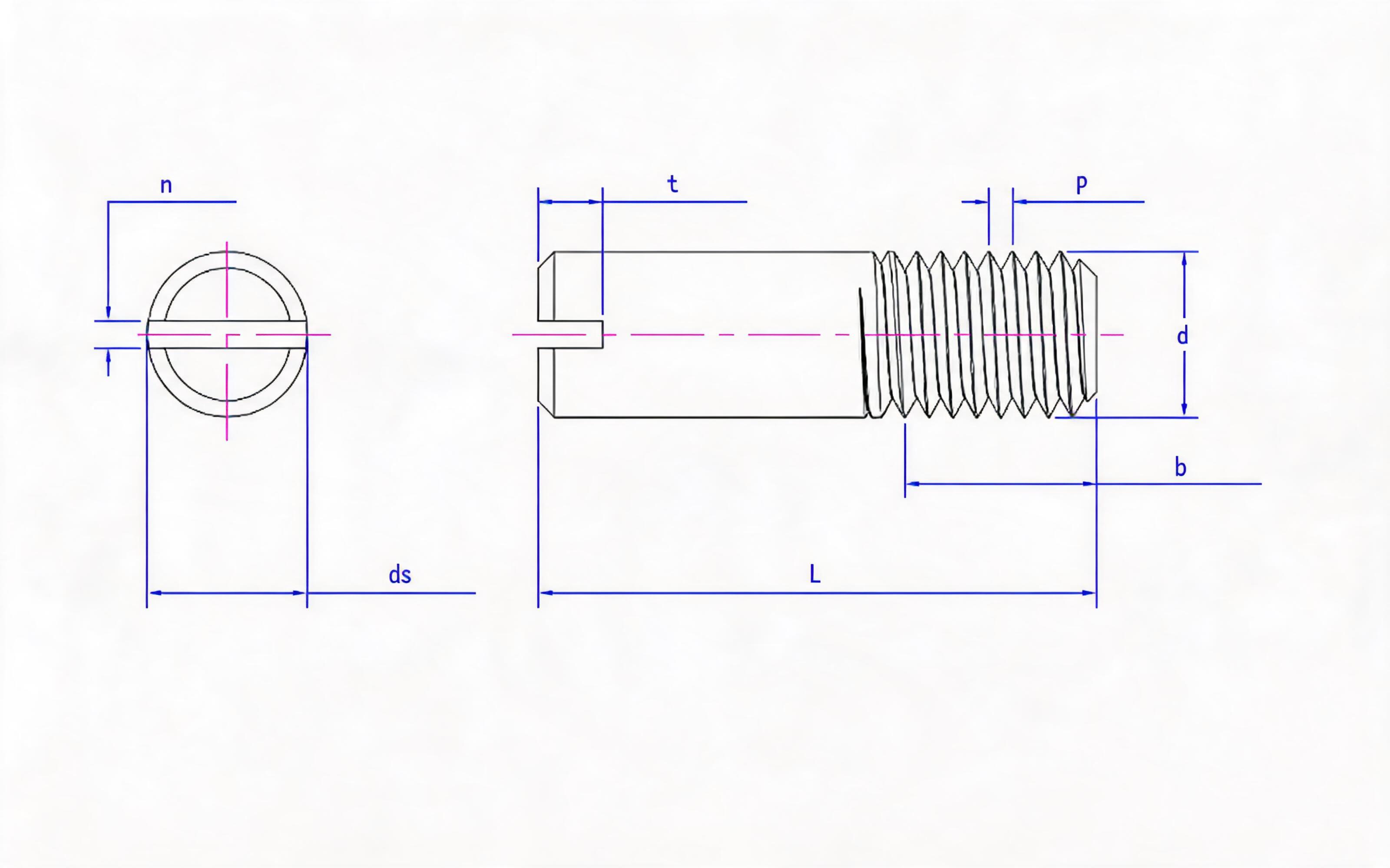 SLOTTED HEADLESS SCREW Standard Drawing