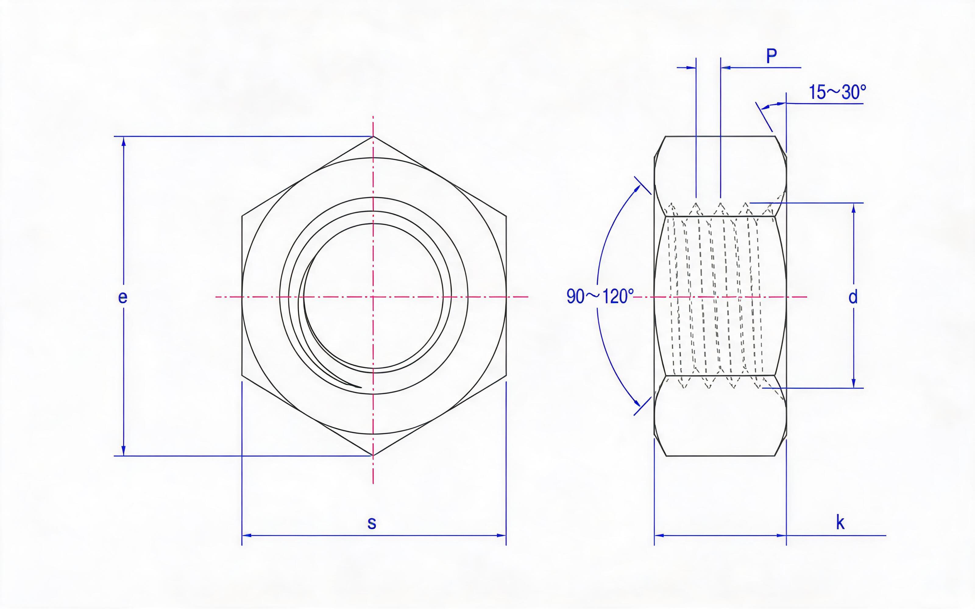 Hexagon nut Standard Drawing