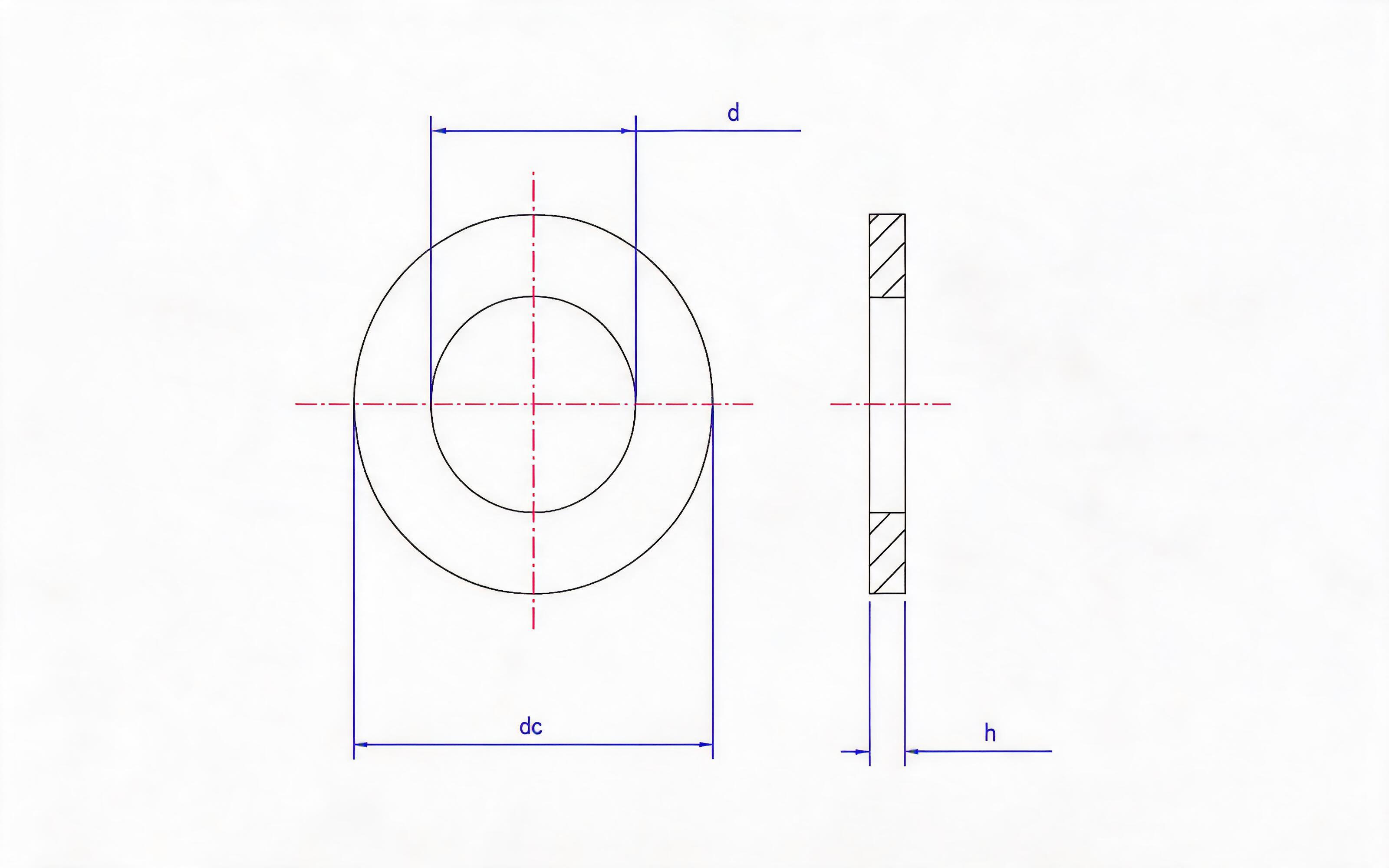 Flat washer, plain washer Standard Drawing