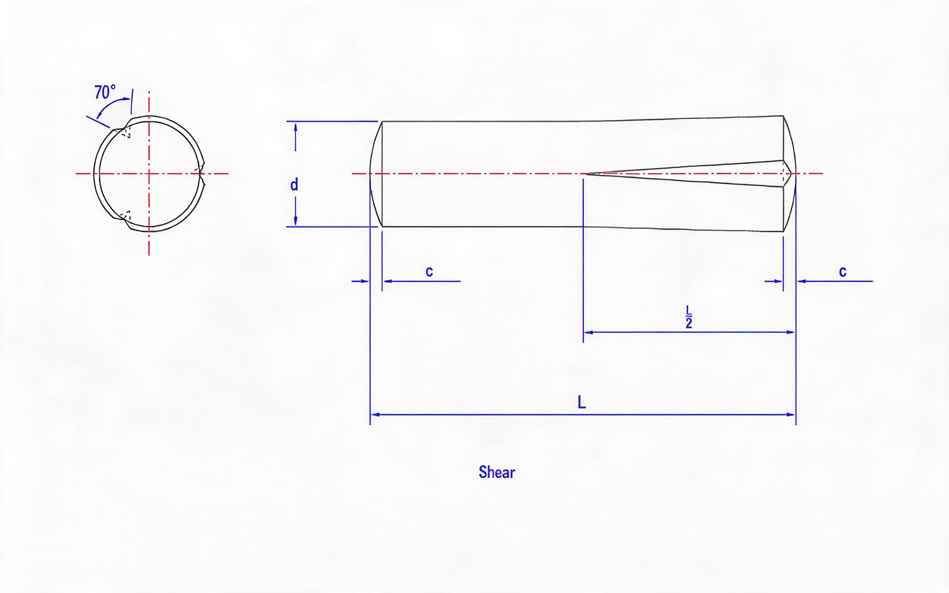SLOTTED PIN WITH HALF LONG TAPER SLOT Standard Drawing