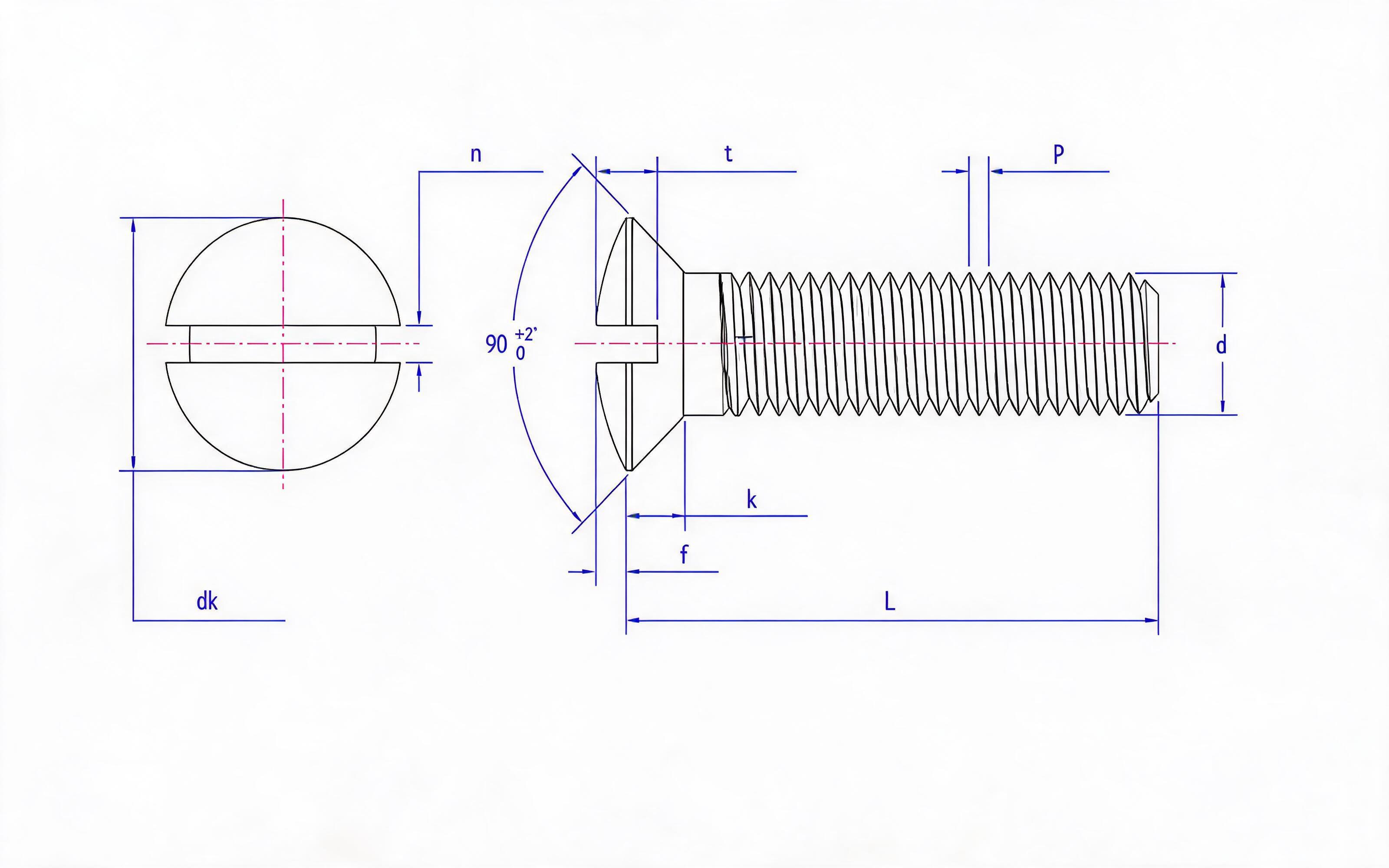 SLOTTED COUNTERSUNK HEAD SCREW Standard Drawing