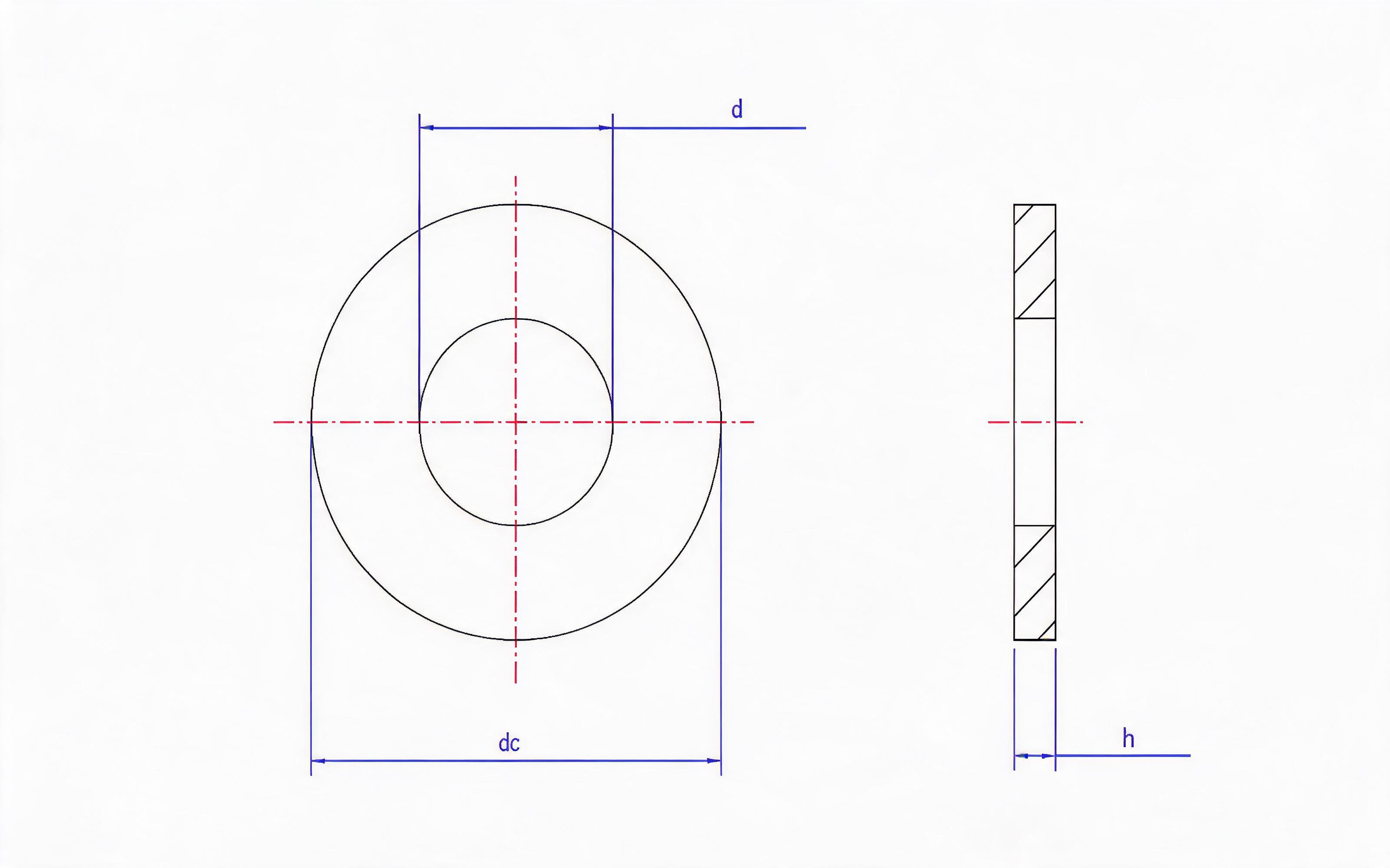 Standard Combination Flat Gaskets for Self Tapping Screw and Washer Assemblies (Type N) Standard Drawing