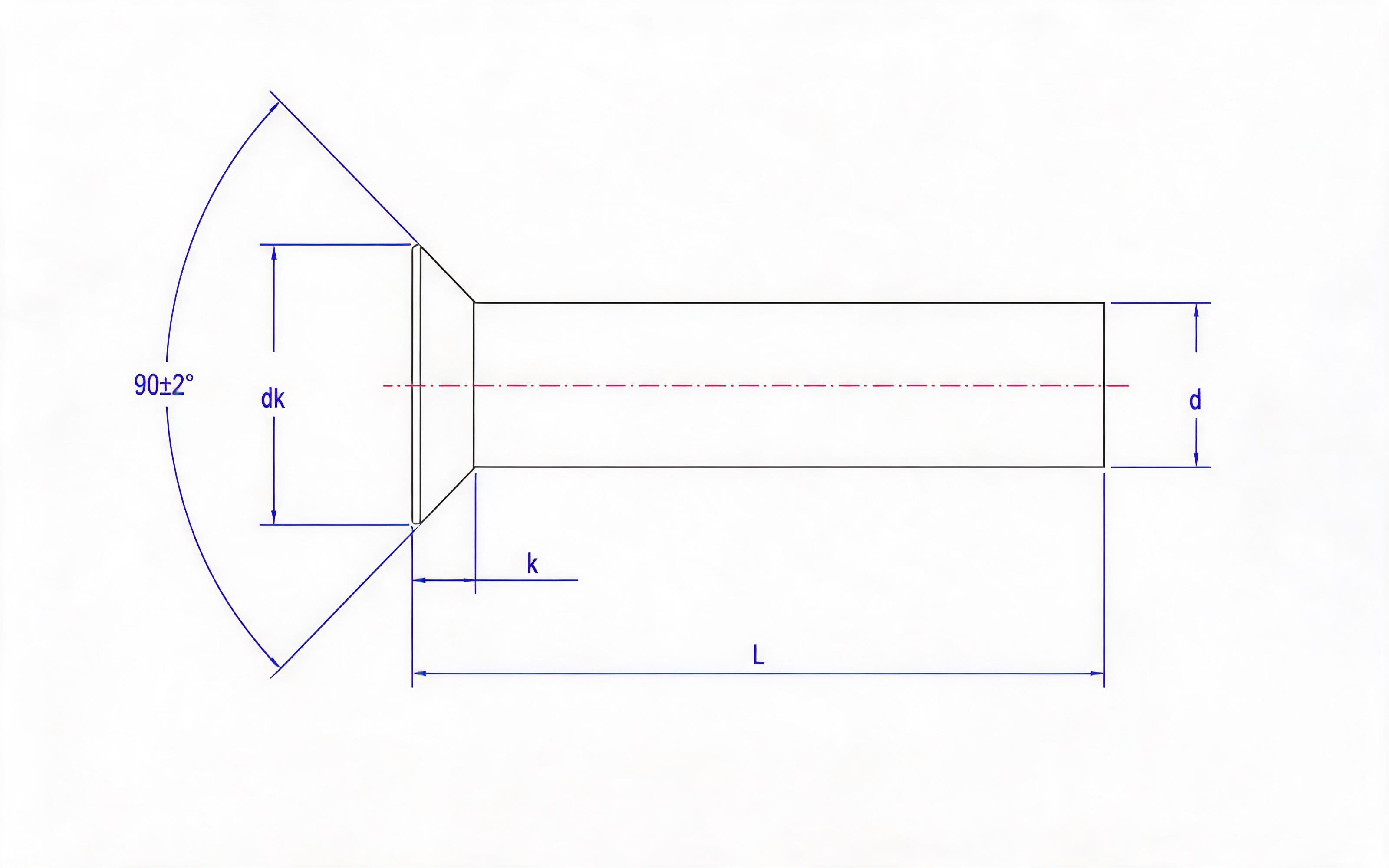 Countersunk head rivet Standard Drawing