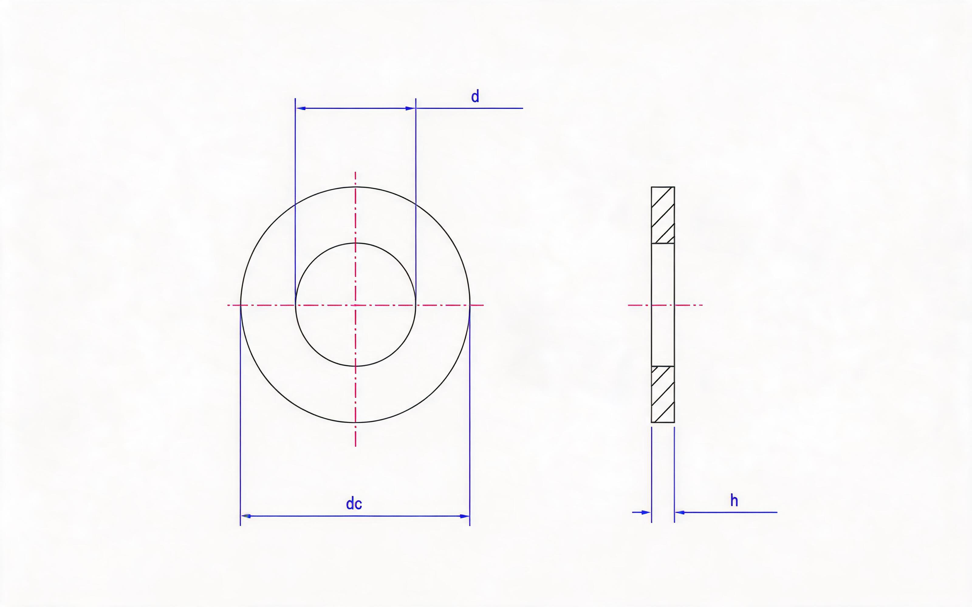 Flat Washers - hardness below 250HV, for hexagon bolt and nut combination (Type A) Standard Drawing