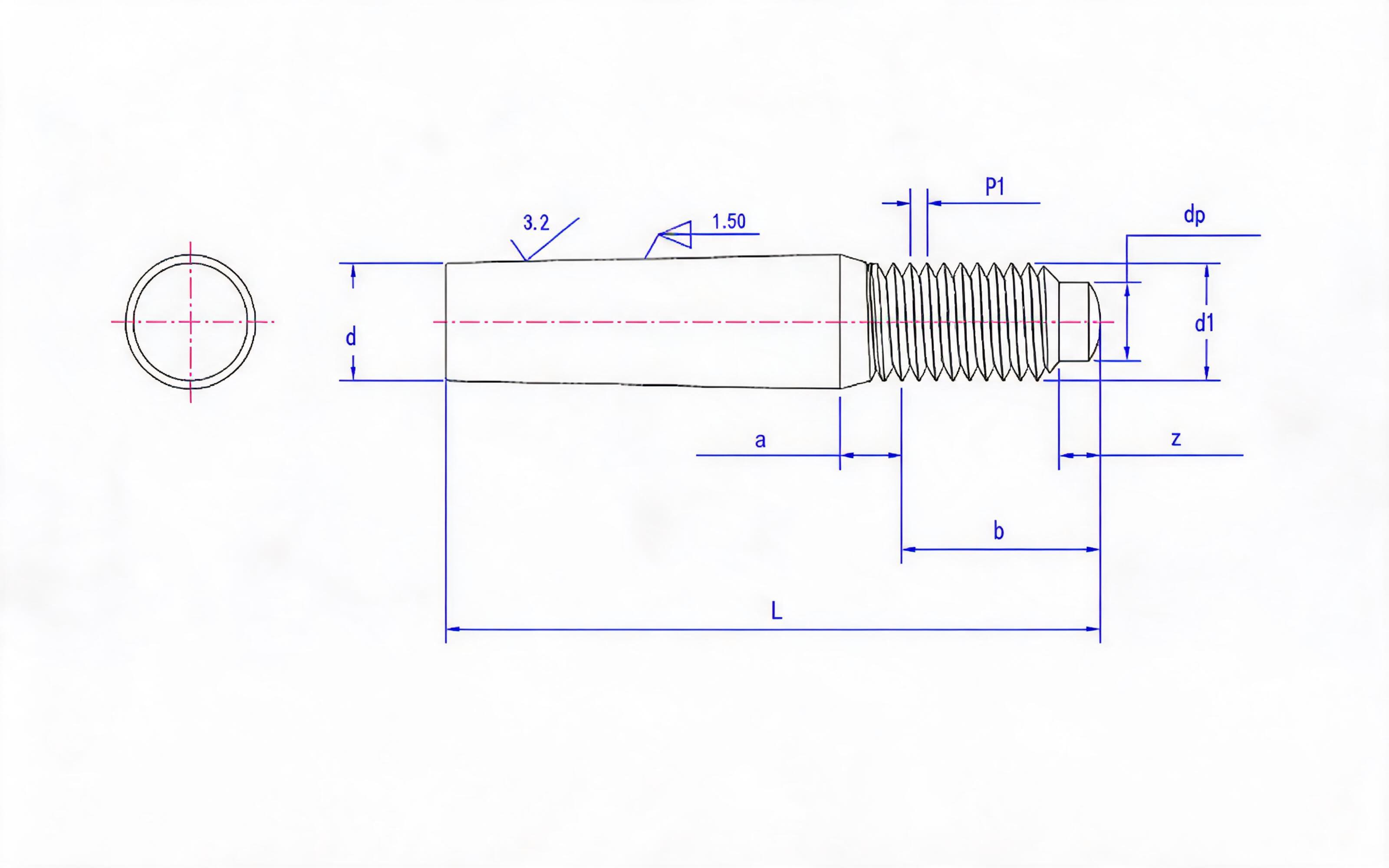 Taper pin, screw tail Standard Drawing