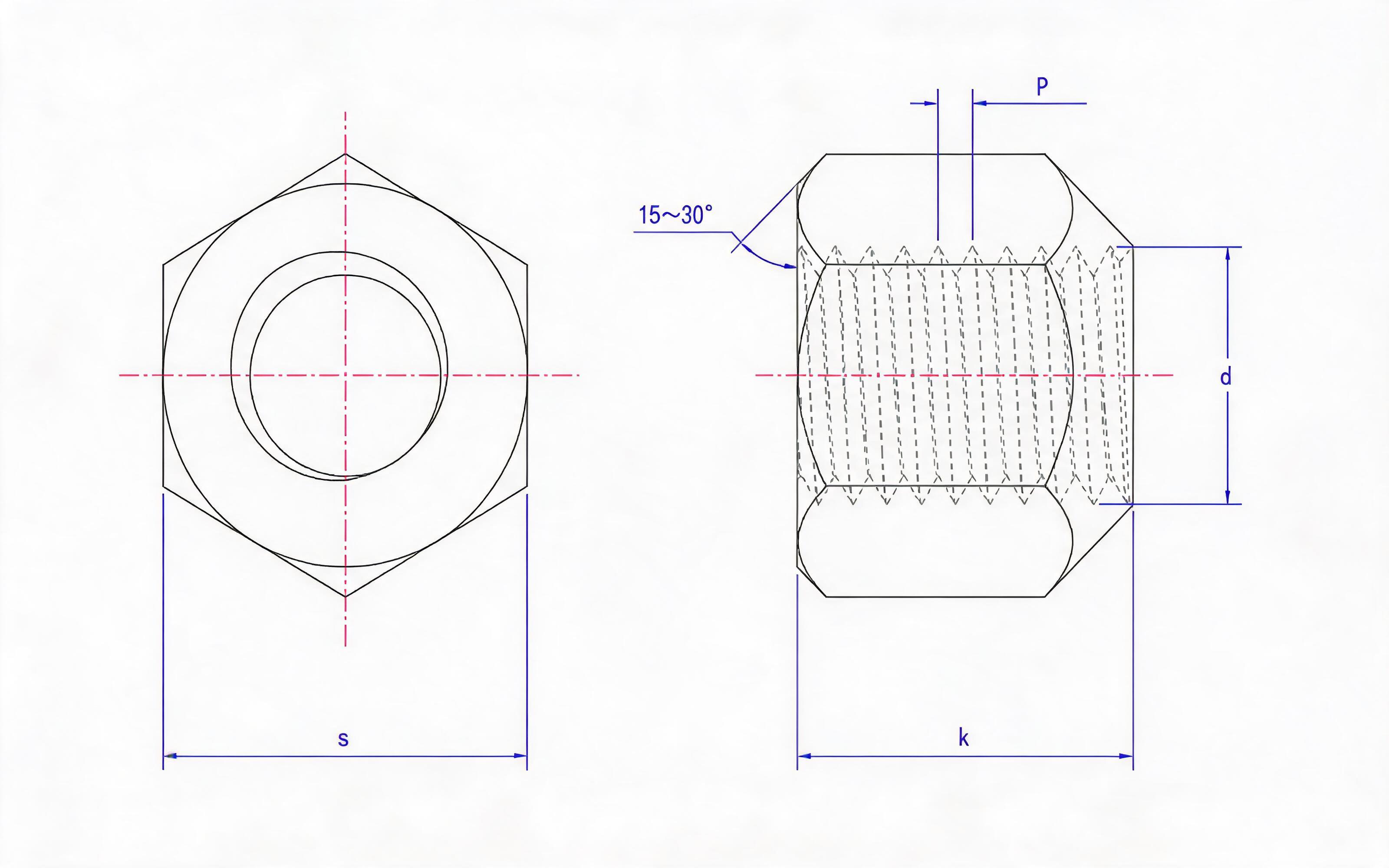 HUB NUT - HEX LOCK NUT (TYPE F) Standard Drawing
