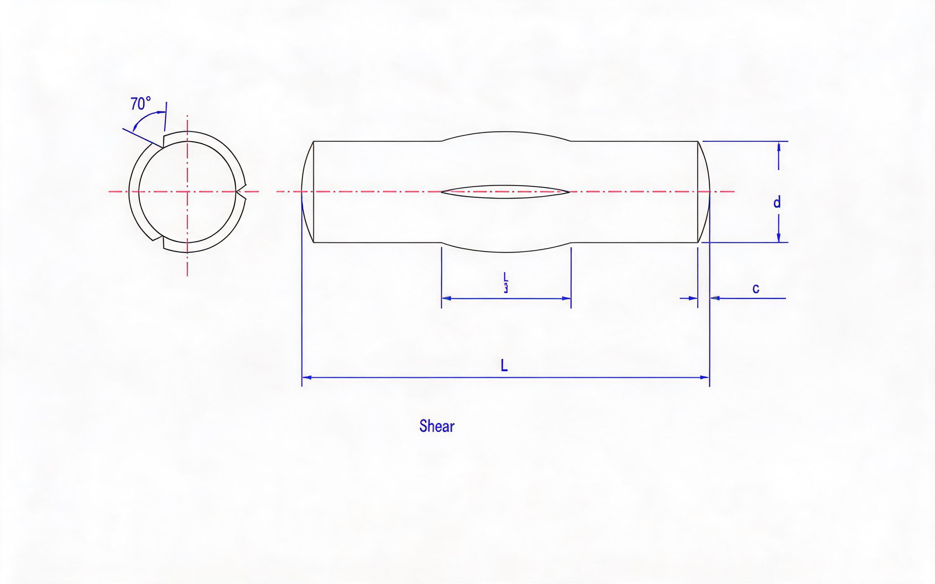 The length of the middle slot of the slot pin is 1_3 (Type C) Standard Drawing