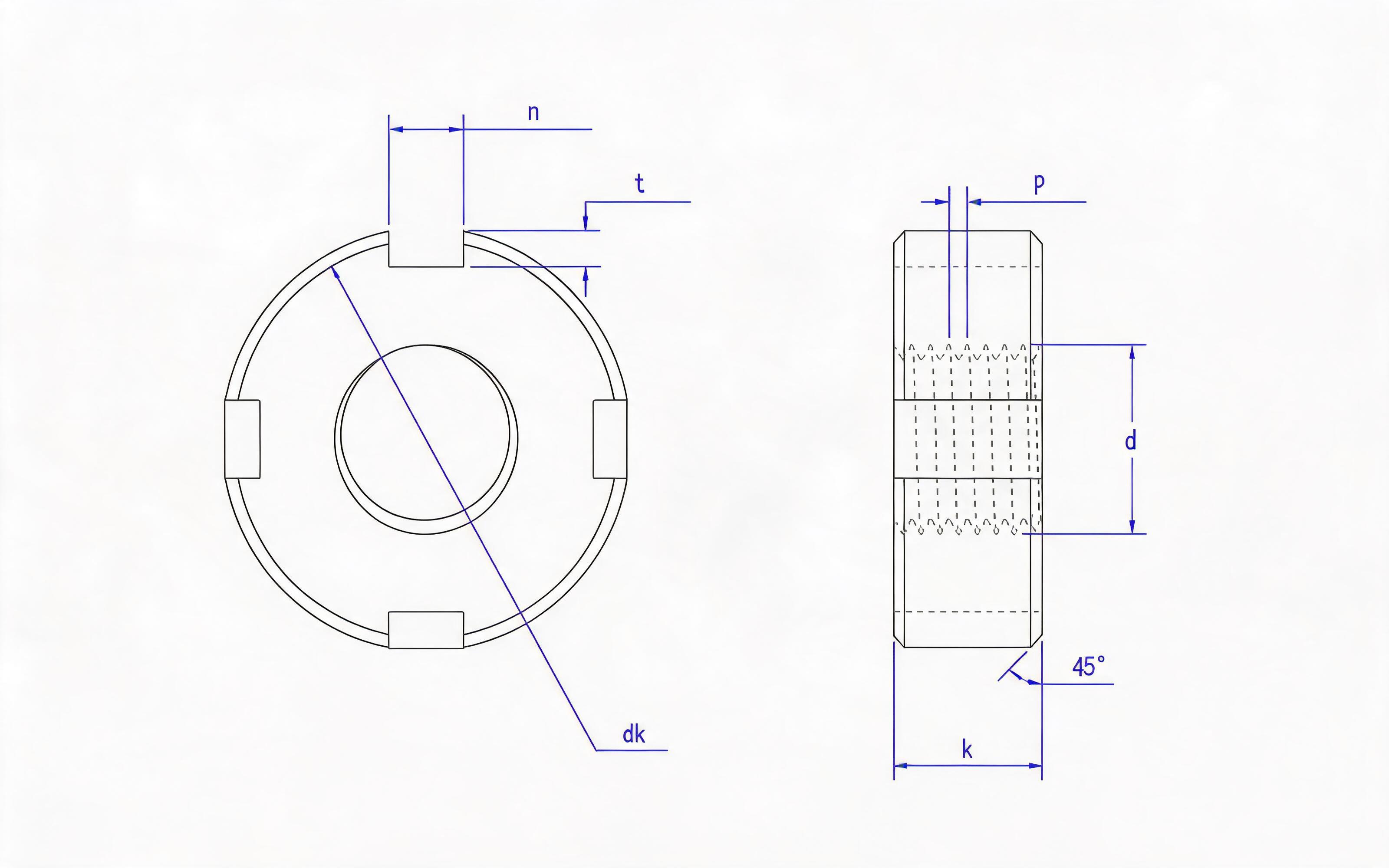 Small round nut (d ≤ M100) Standard Drawing