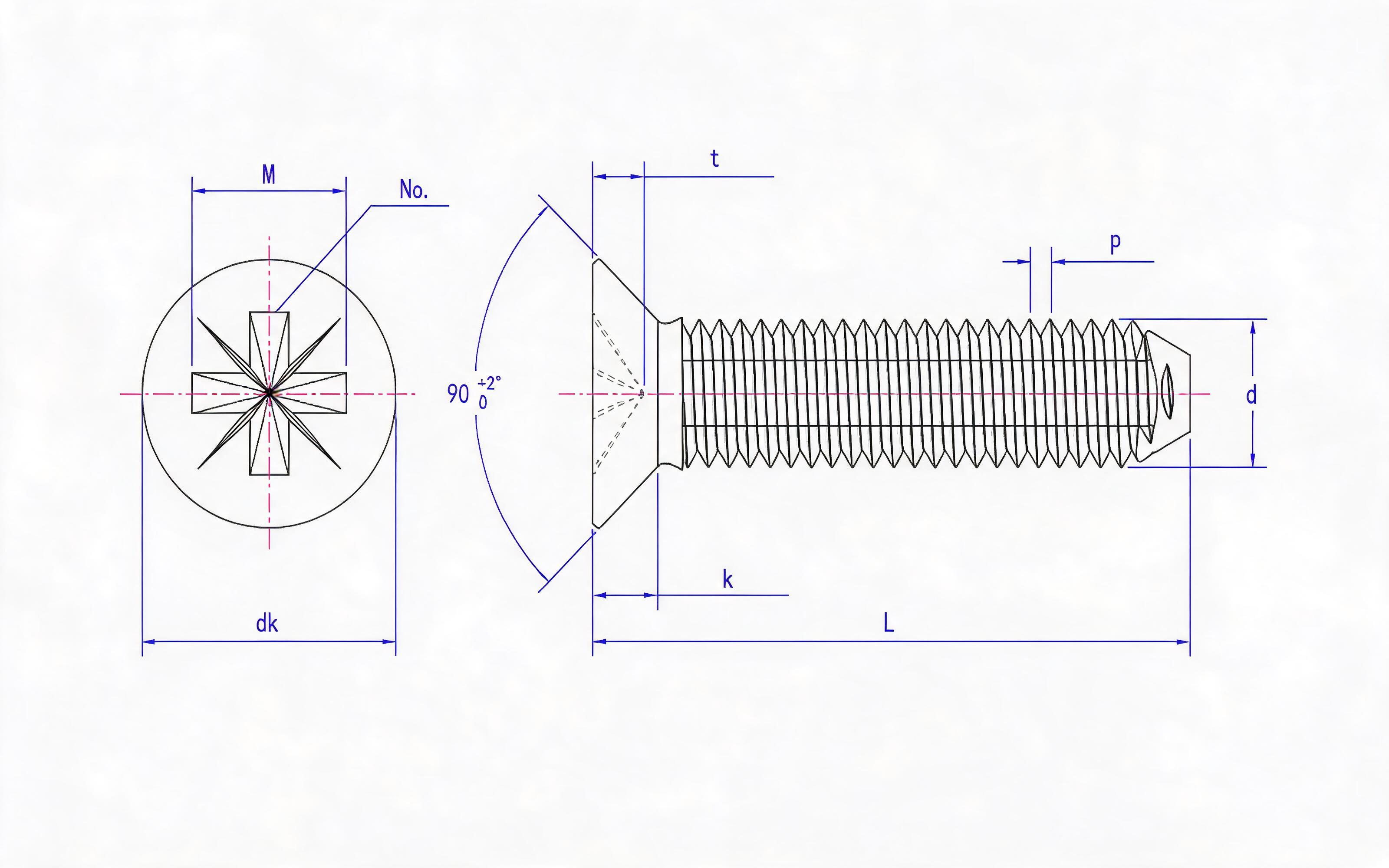 SHALLOW METRE SLOT COUNTERSUNK HEAD TRIANGULAR LOCK SCREW (Z TYPE) Standard Drawing