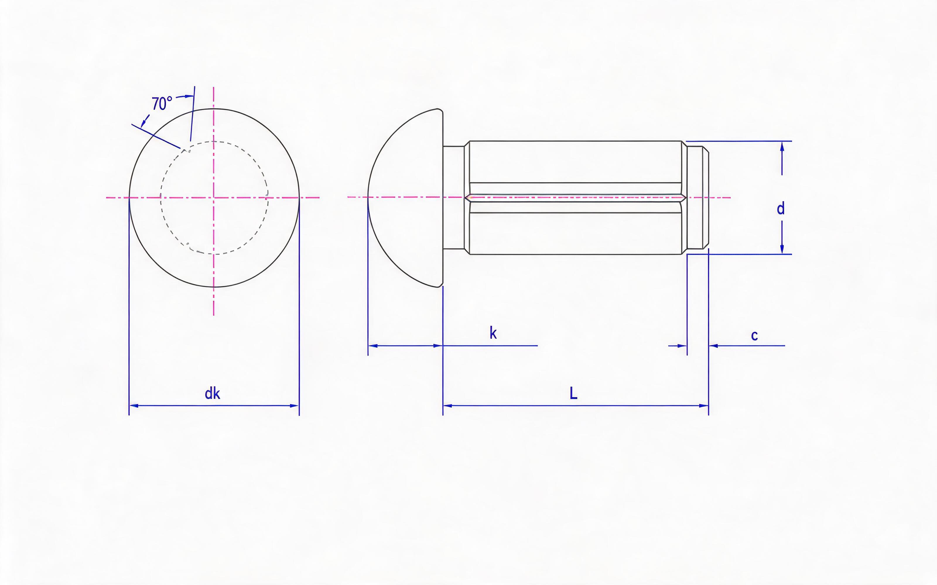 Round Head Slotted Pin (Type B) Standard Drawing