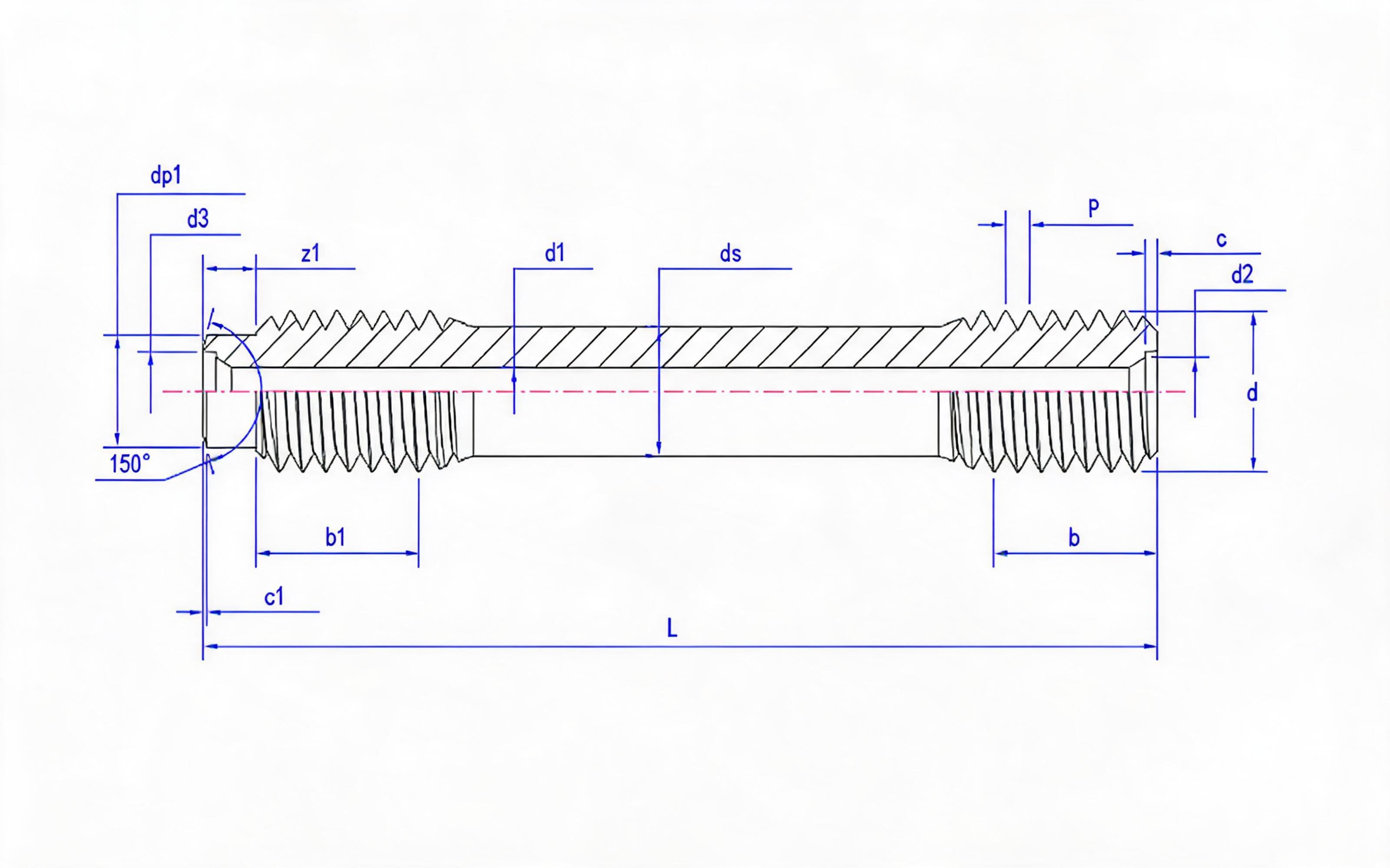 C and S Double-head Short Thread Studs (d ≥ 64mm) Table 2 Standard Drawing