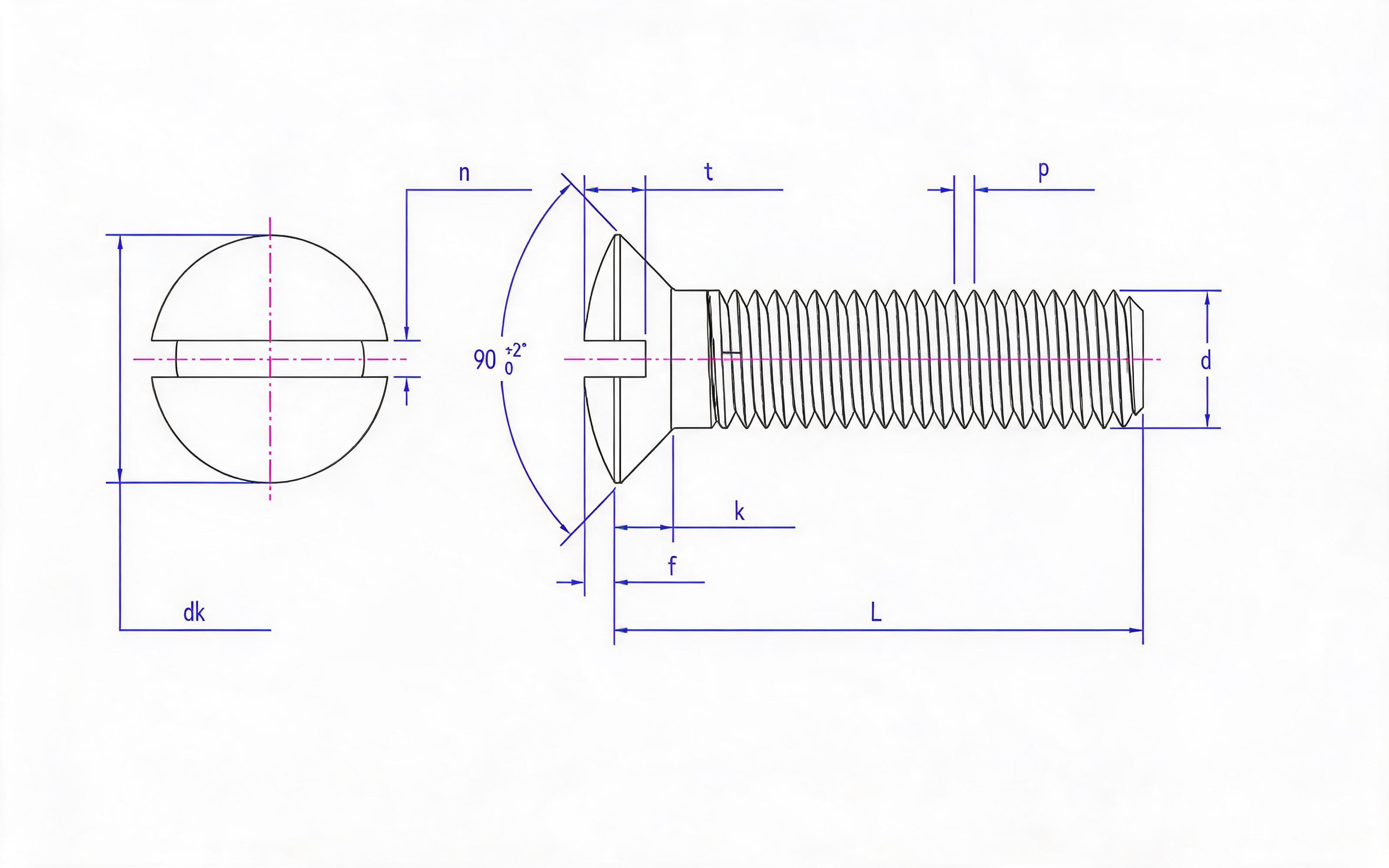 SLOTTED COUNTERSUNK HEAD SCREW Standard Drawing