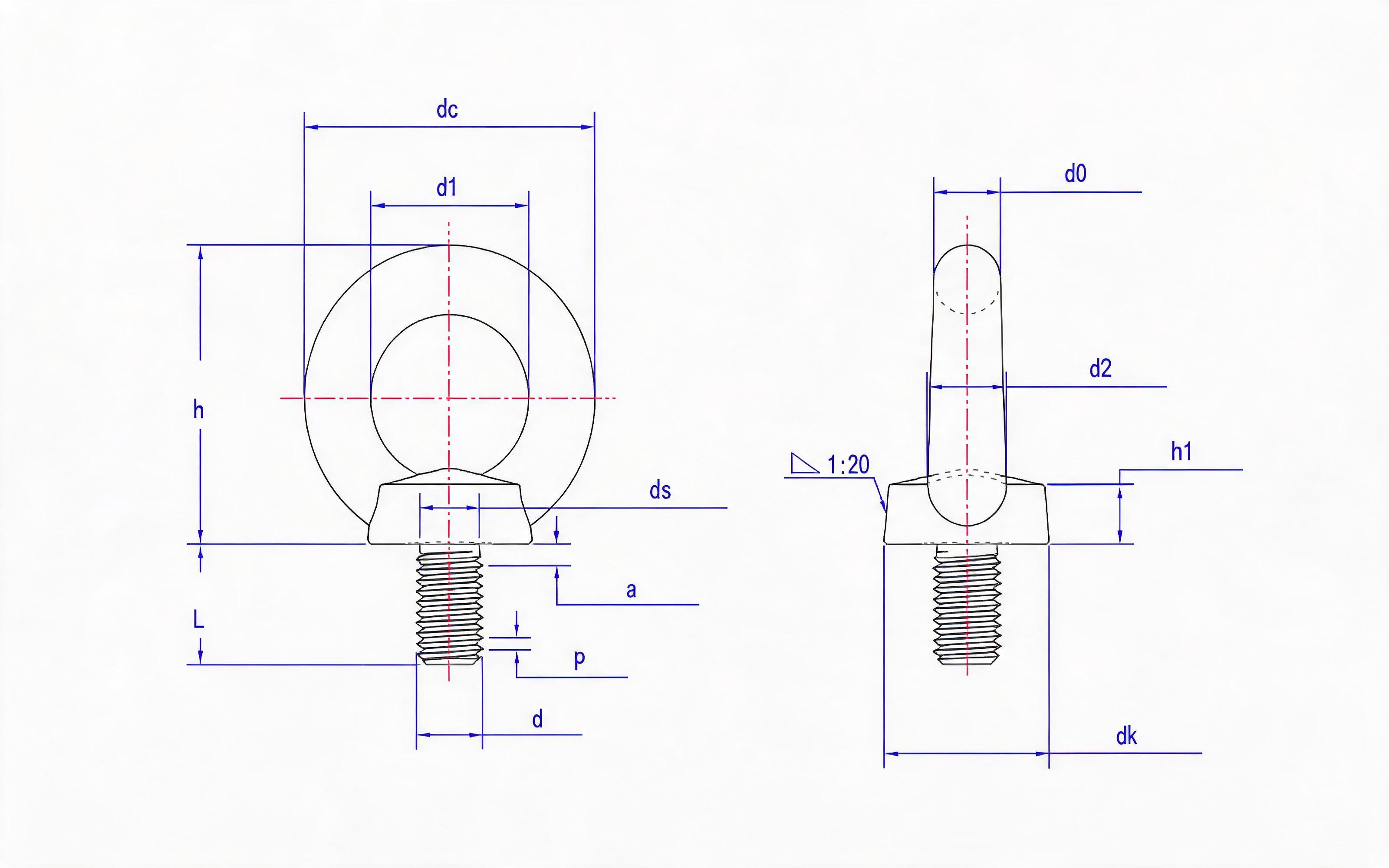 Eye screw Standard Drawing