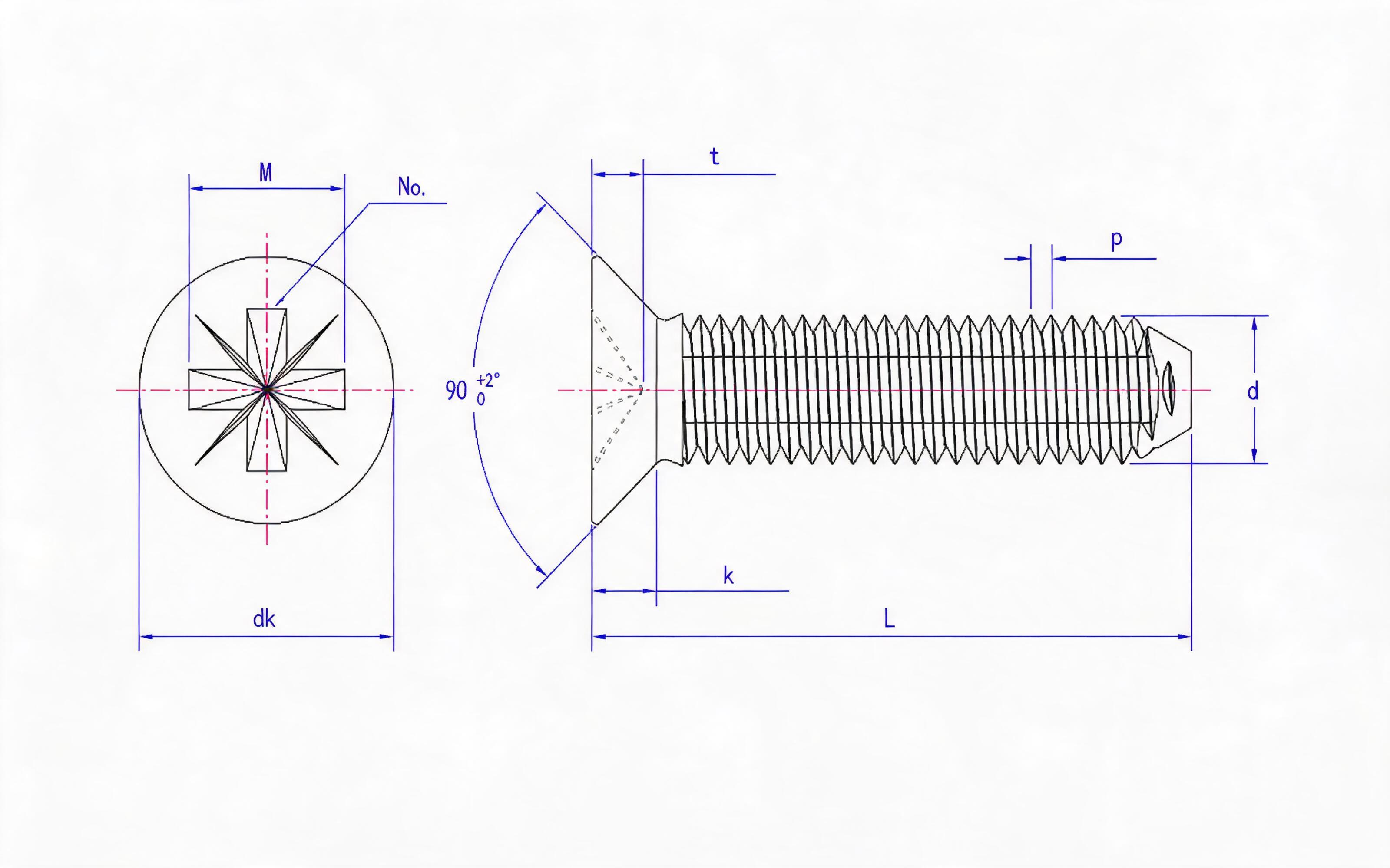 SHALLOW METRE SLOT COUNTERSUNK HEAD TRIANGULAR LOCK SCREW (Z TYPE) Standard Drawing