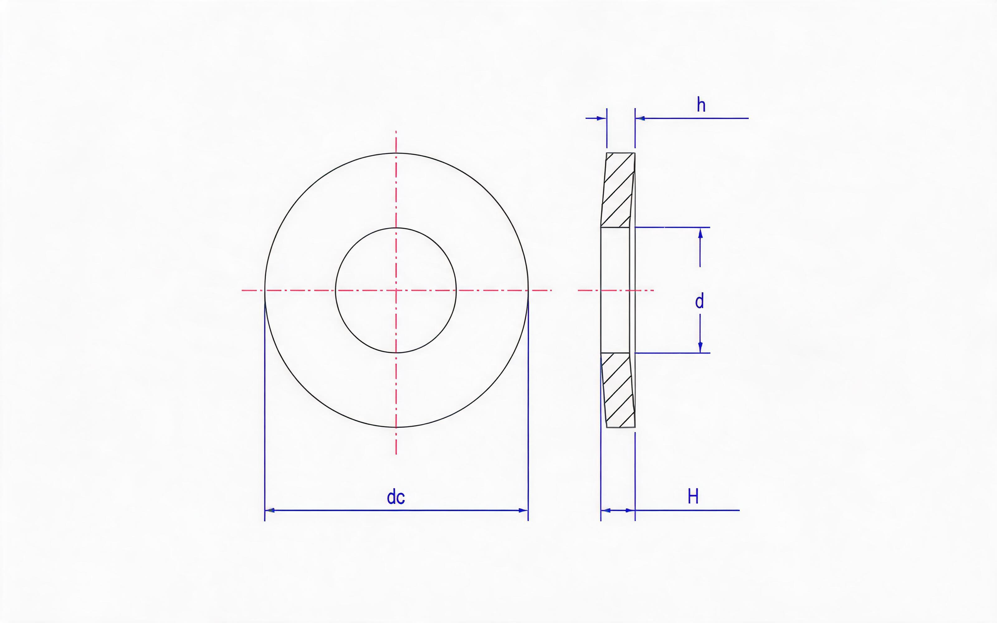 Belleville spring washer (h<1.25mm, d H13) Table A.3 Standard Drawing