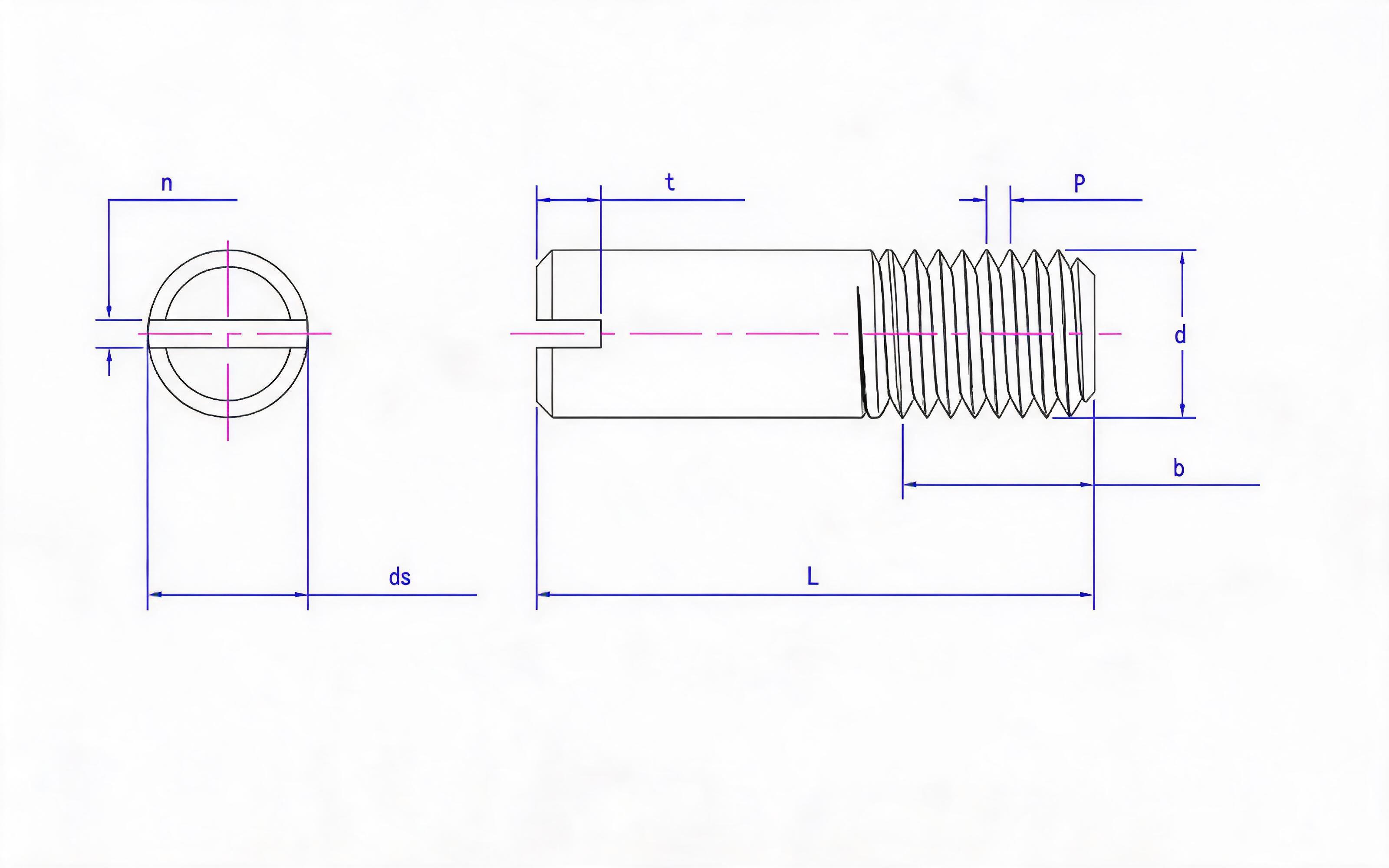 SLOTTED HEADLESS SCREW Standard Drawing