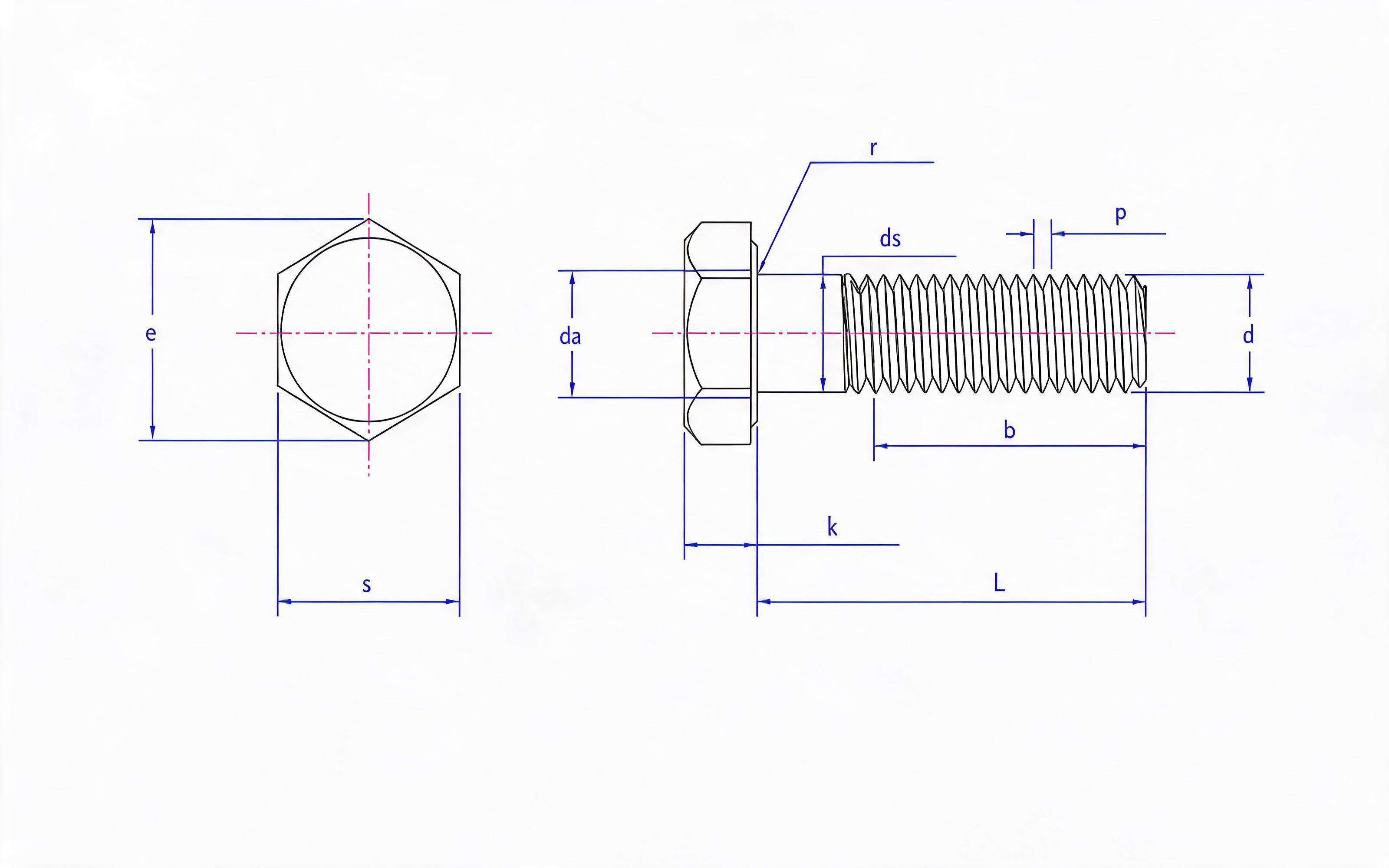 High-strength large hexagon bolt for steel structure Standard Drawing