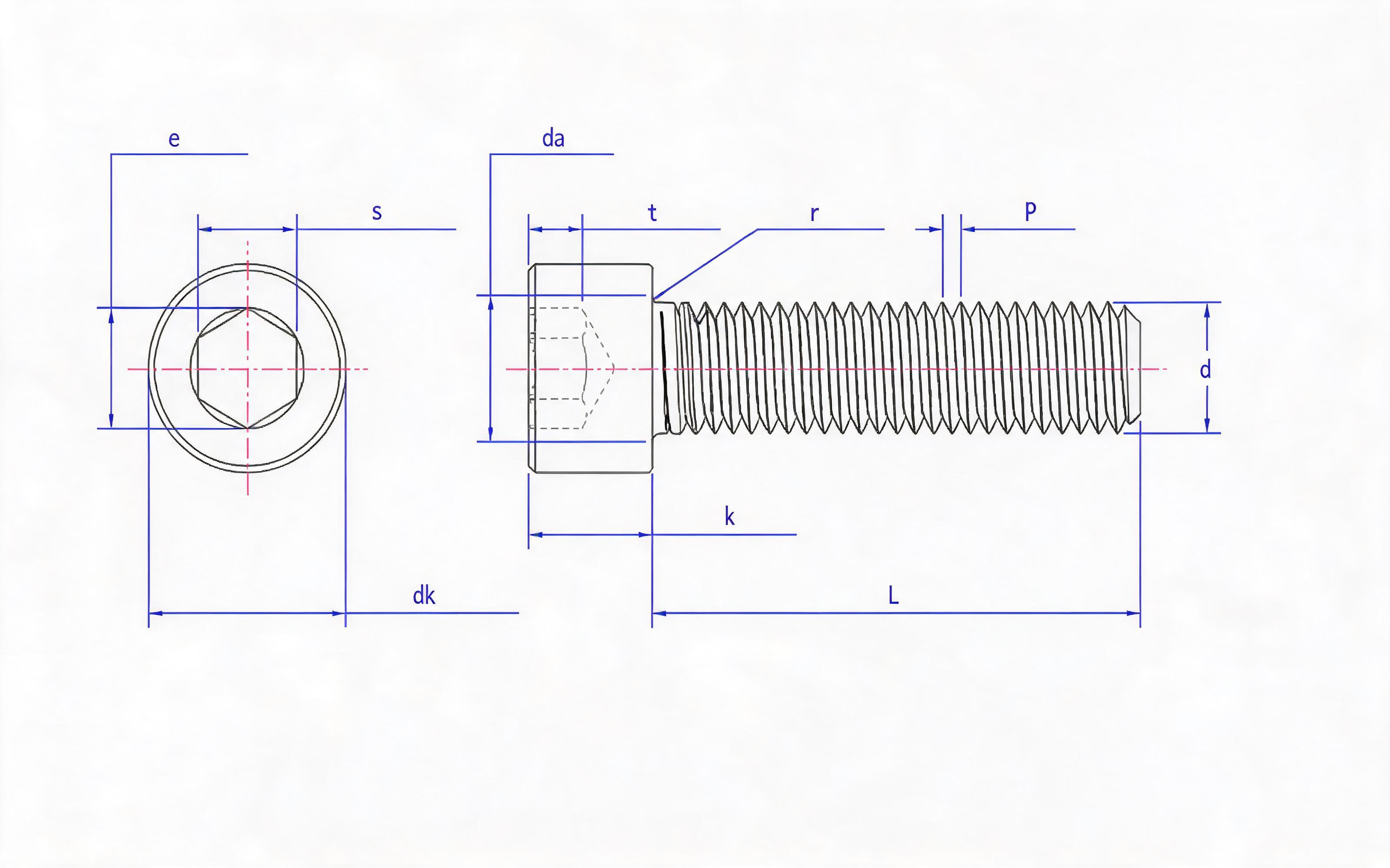 HEXAGON SOCKET HEAD SCREW FINE THREAD Standard Drawing