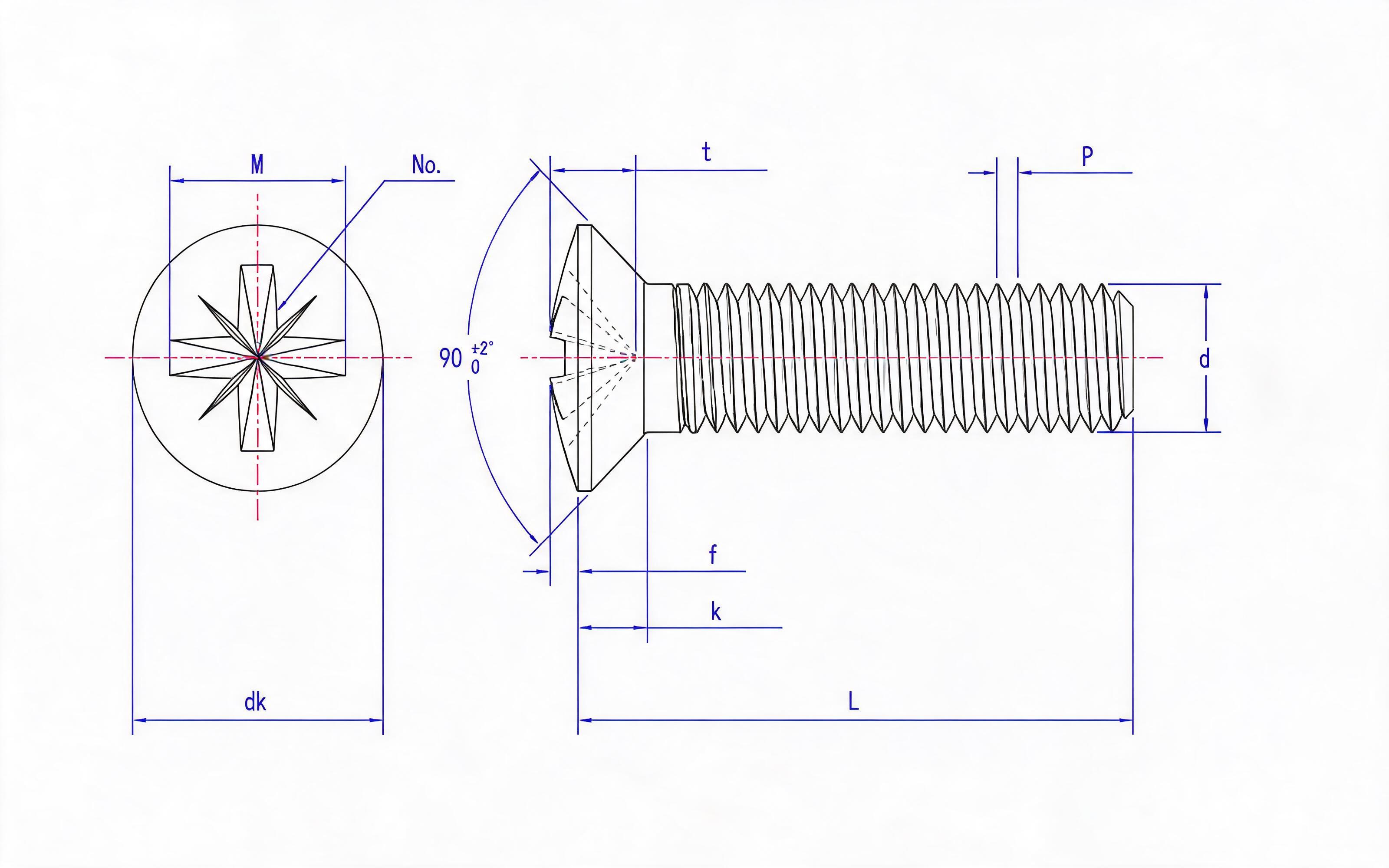 RAISED SLOT COUNTERSUNK HEAD SCREW (Z-SLOT) Standard Drawing
