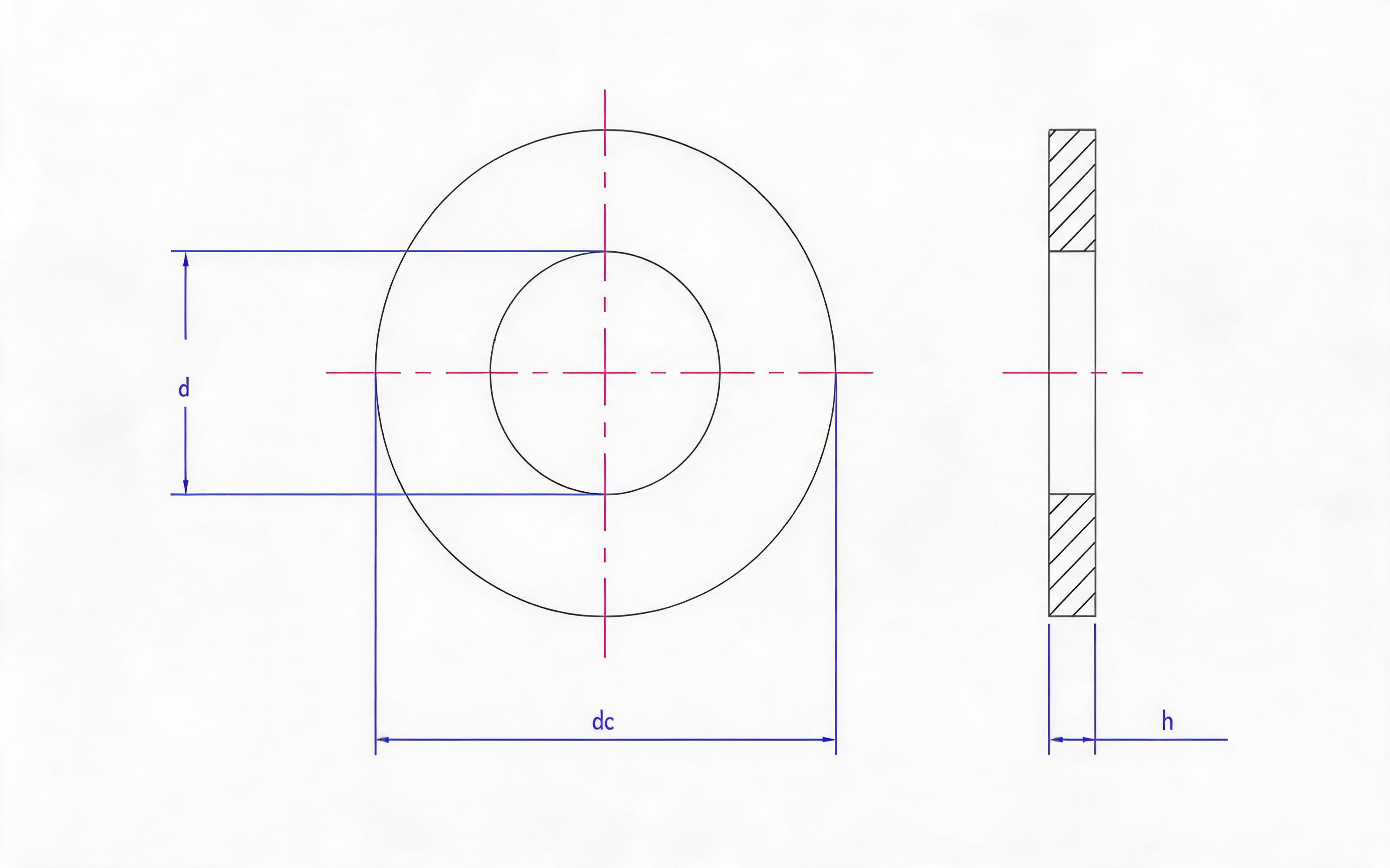 Flat washer, plain washer Standard Drawing