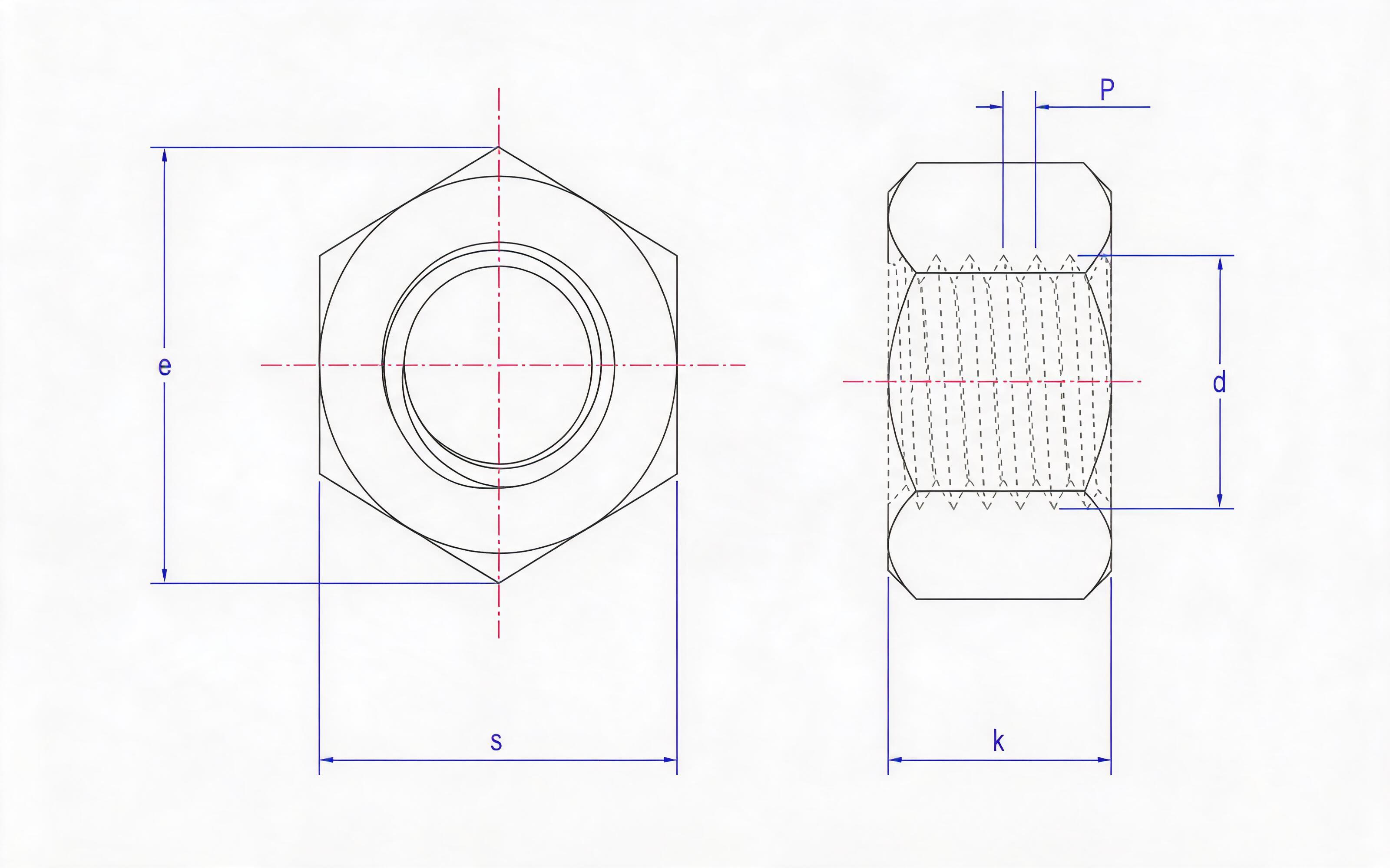 Hexagon thick nut Standard Drawing