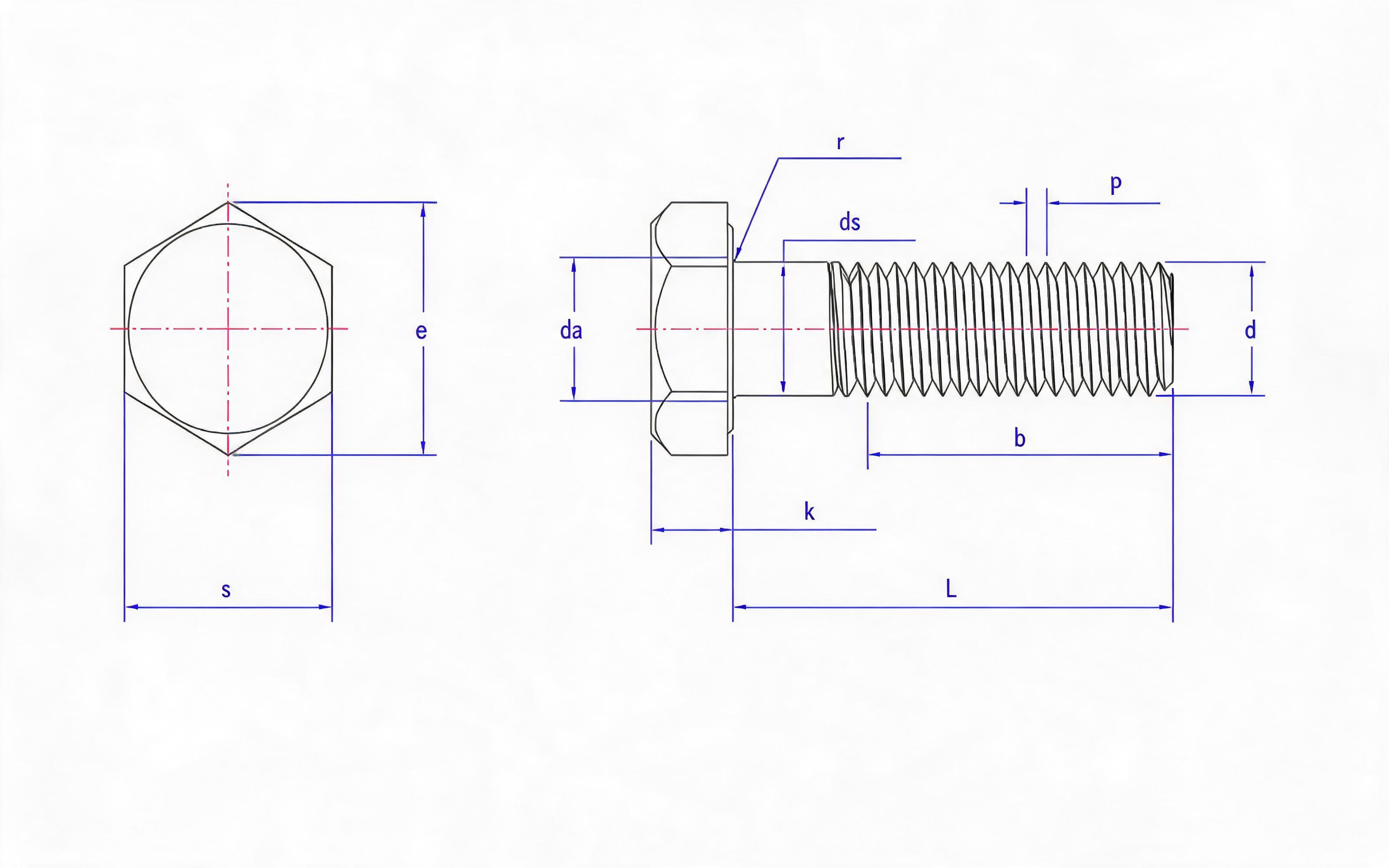 Hexagon head bolt Standard Drawing