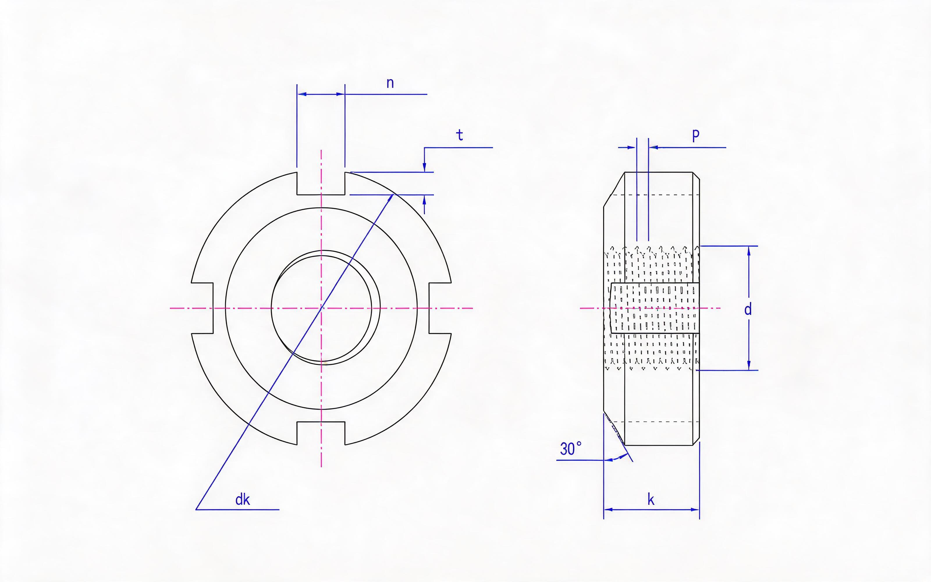 Round nut (d ≤ M100) Standard Drawing