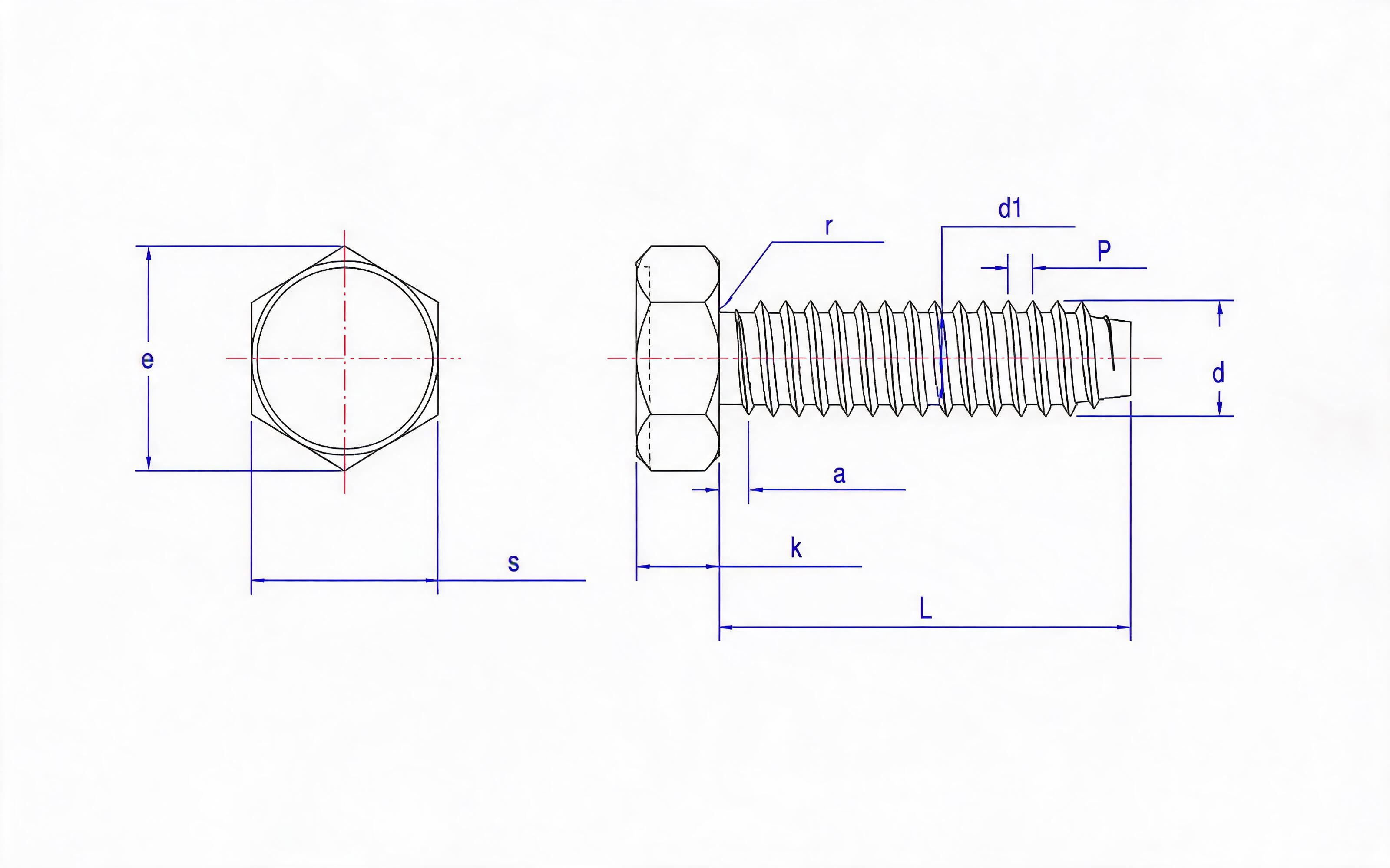 Type F recessed hexagon self-tapping screw Standard Drawing