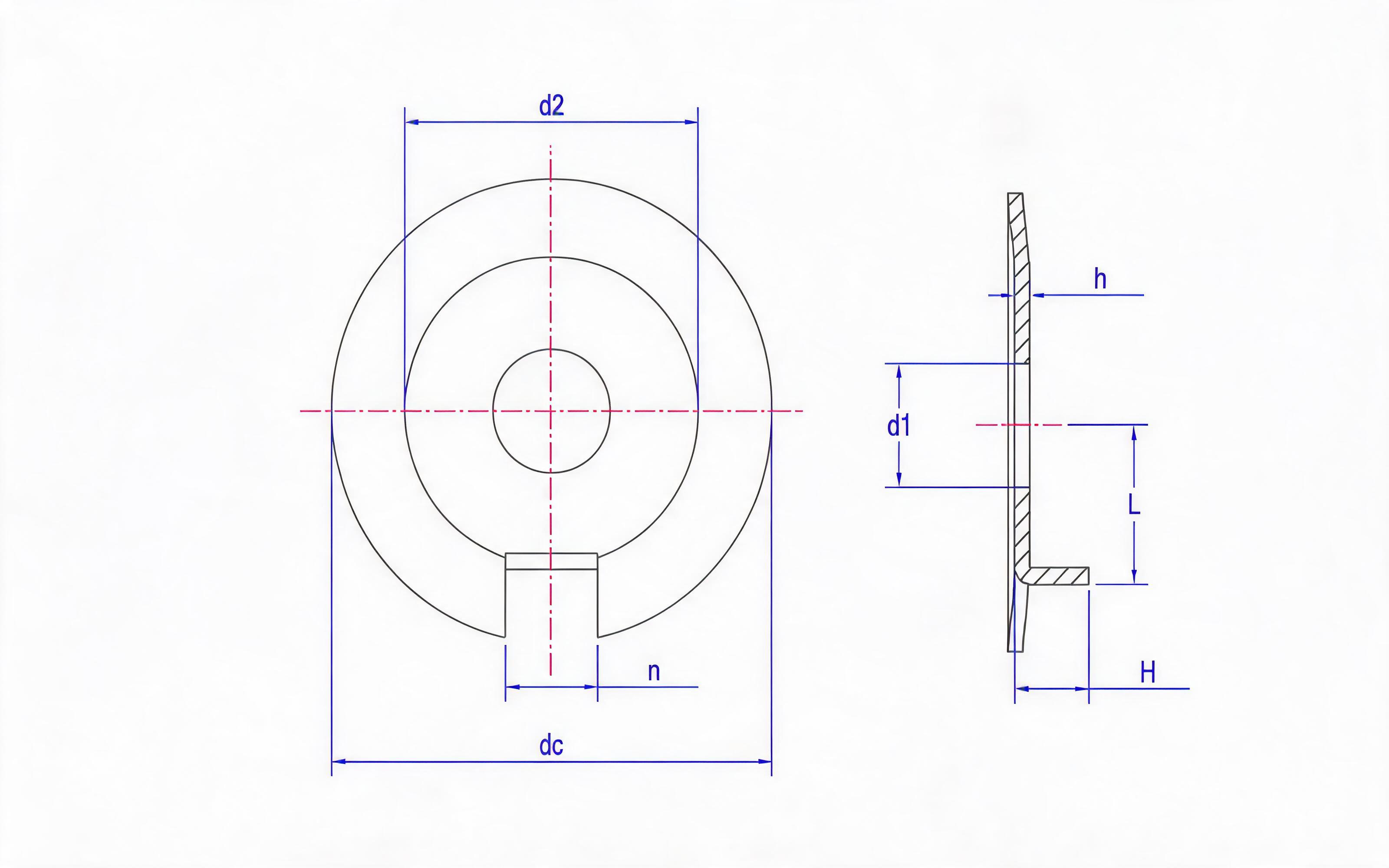 Lock washer, outer tongue Standard Drawing