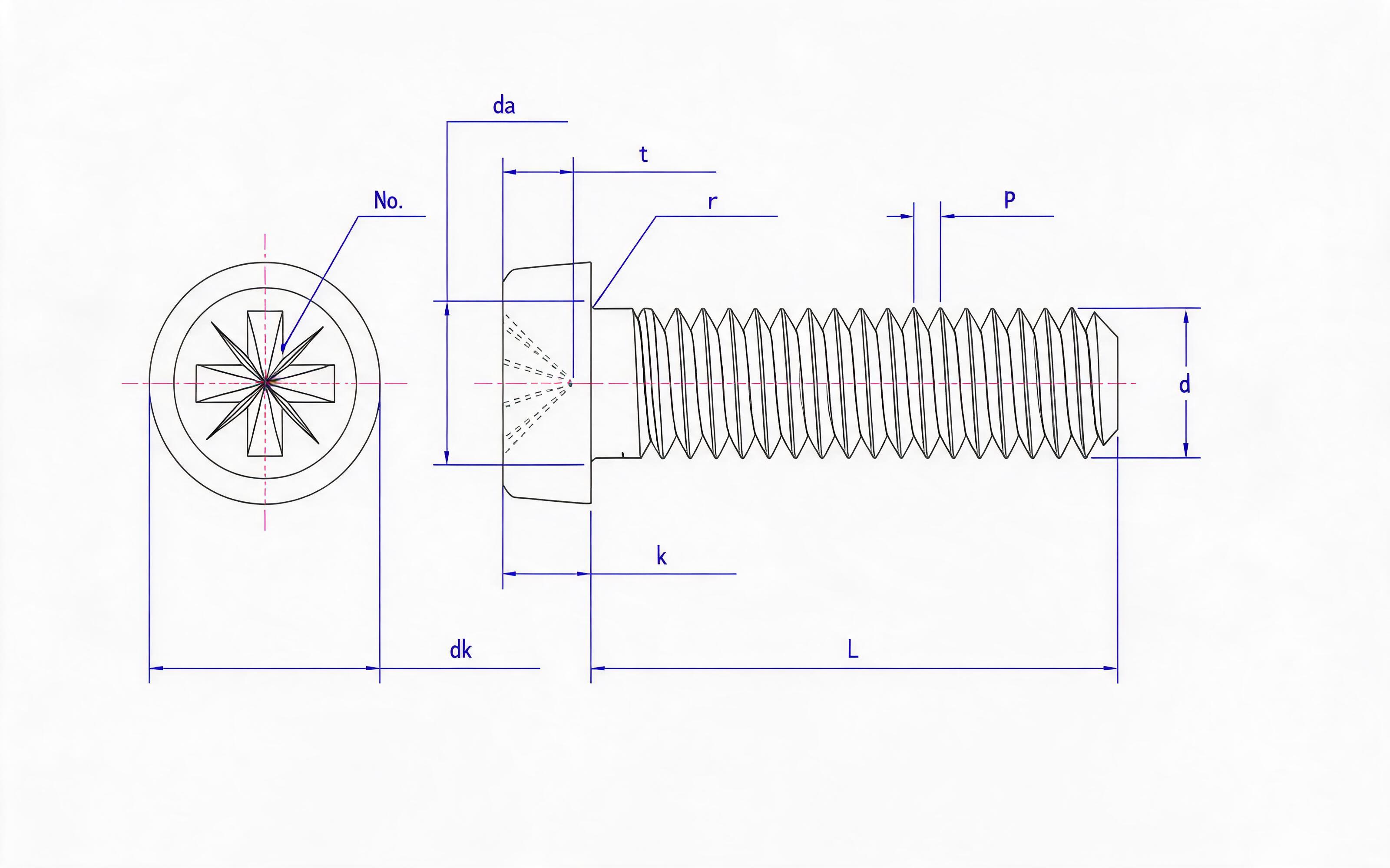 RAISED HEAD SCREW (Z-SLOT) Standard Drawing