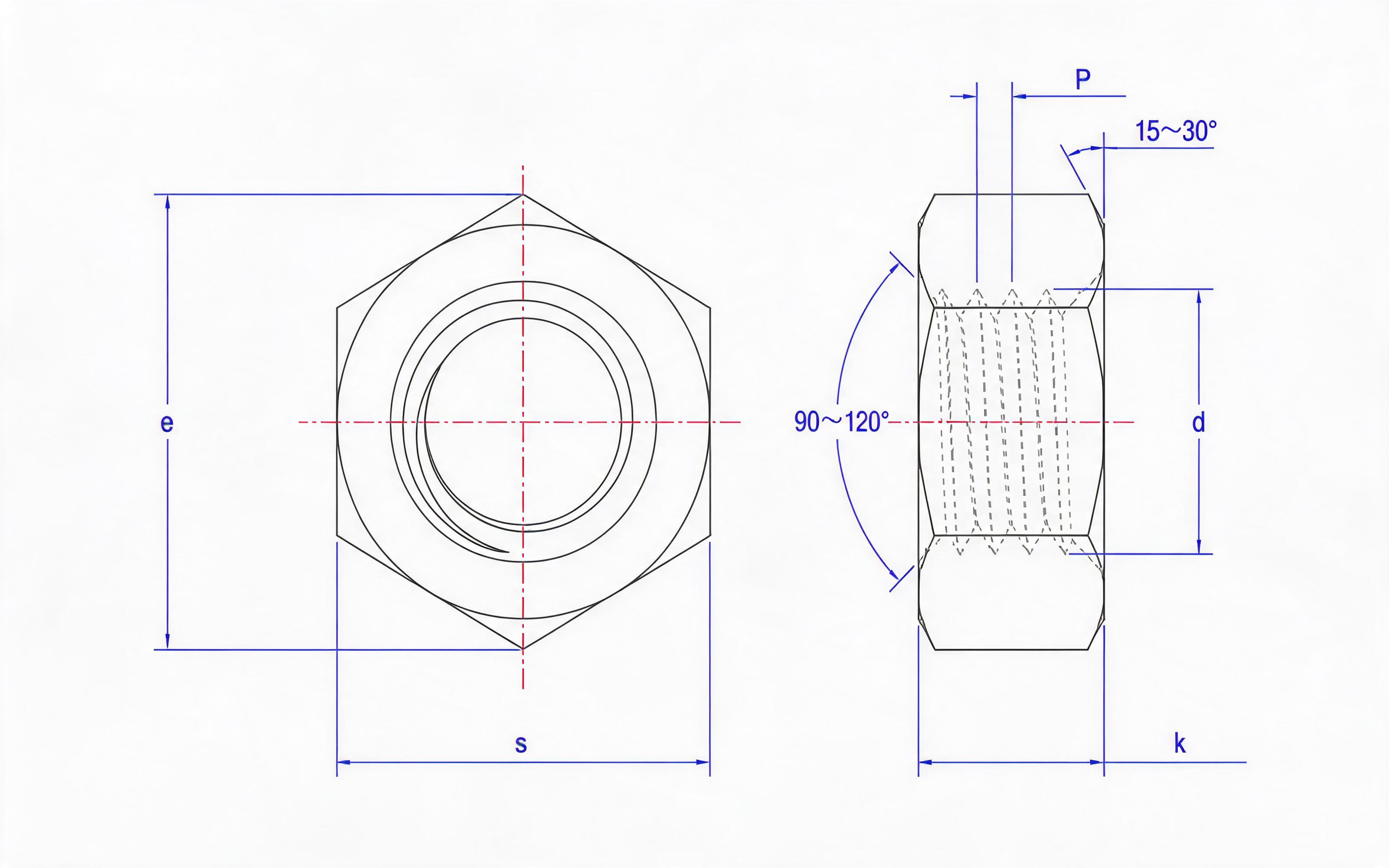 Type 1 hexagon nut Standard Drawing