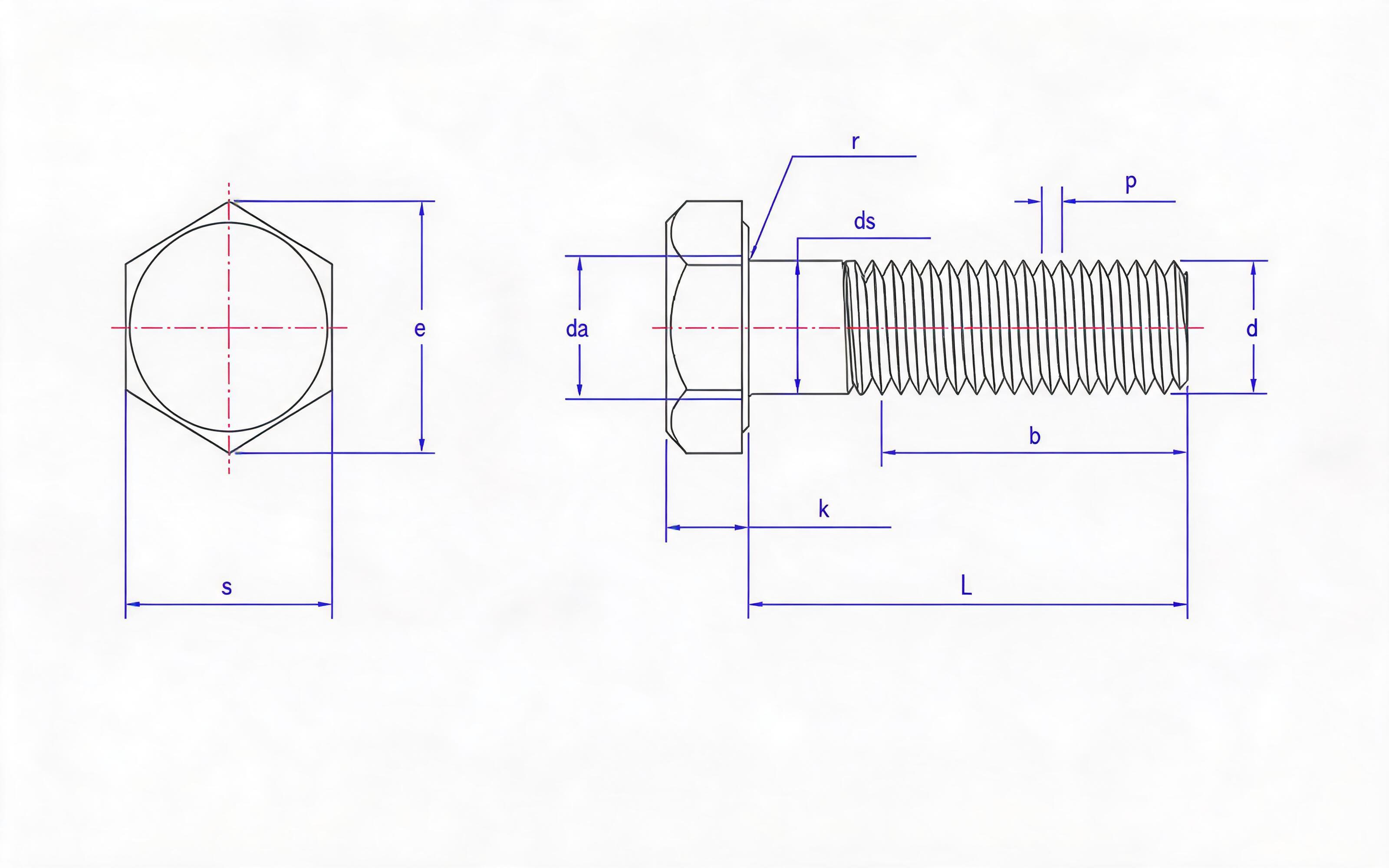 Hexagon bolt for steel structure Standard Drawing