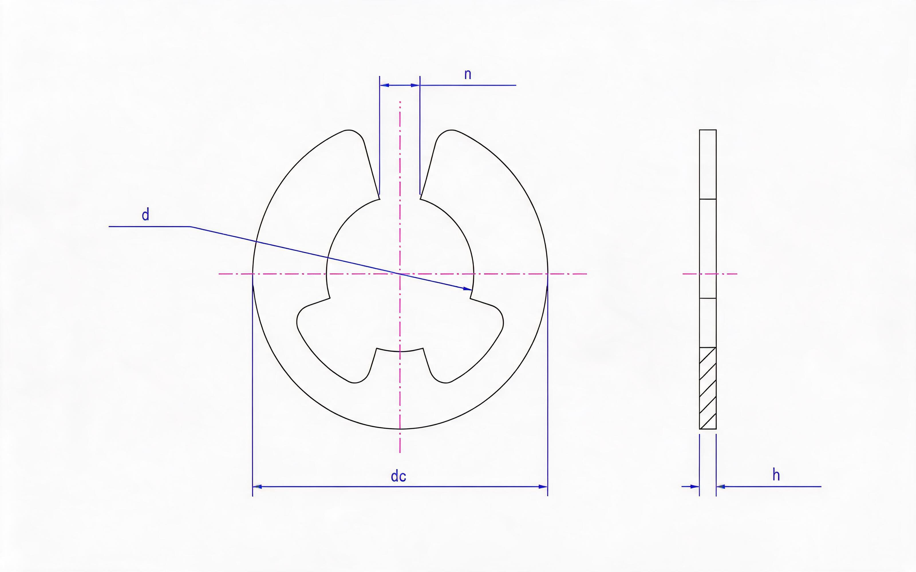 Split retaining ring Standard Drawing
