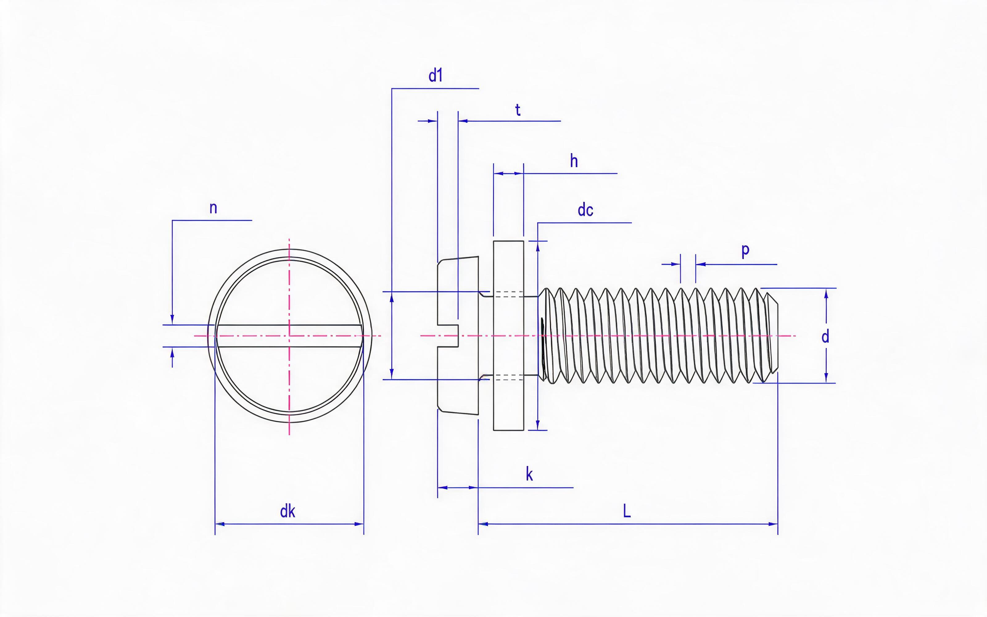 Slotted cheese head screw and flat washer combination Standard Drawing