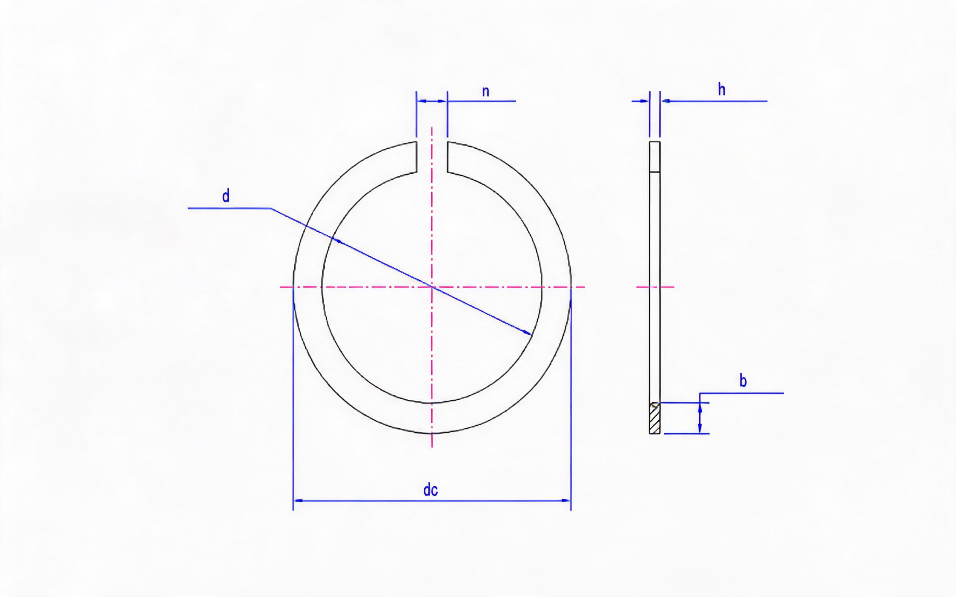 Fastening parts for rolling bearing Retainer ring for ring groove bearing Standard Drawing