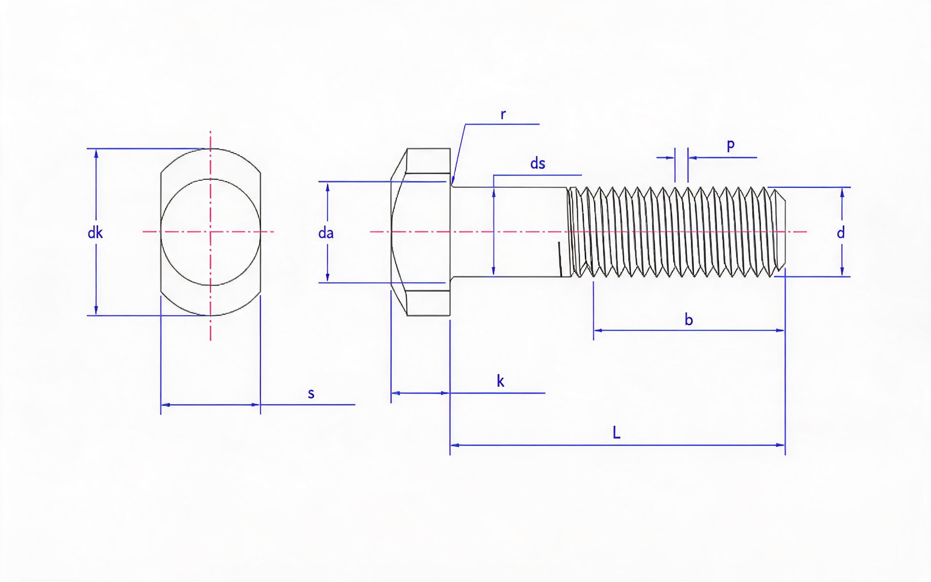 Bolt for T-slot Standard Drawing