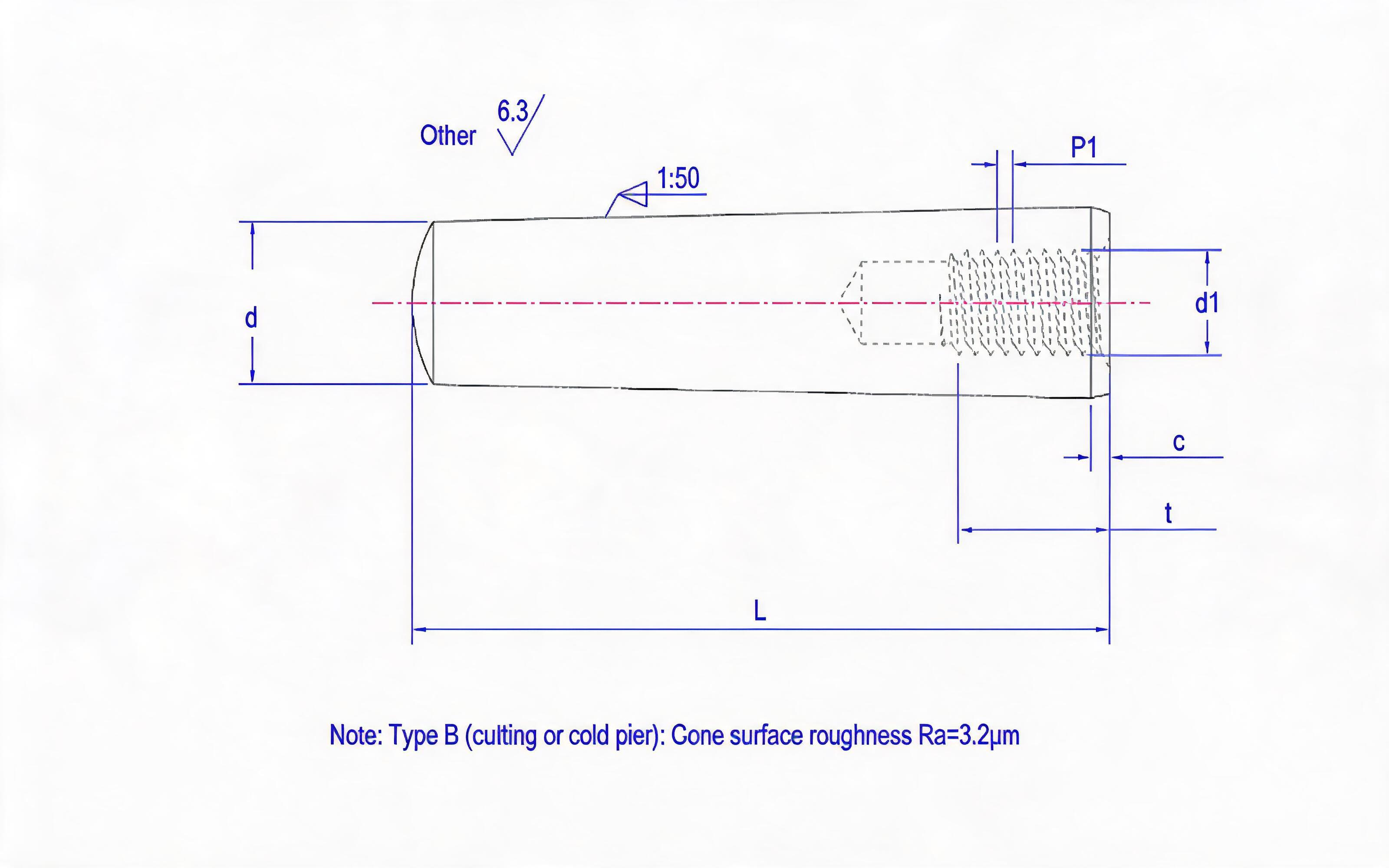 Female taper pin (Type B) Standard Drawing