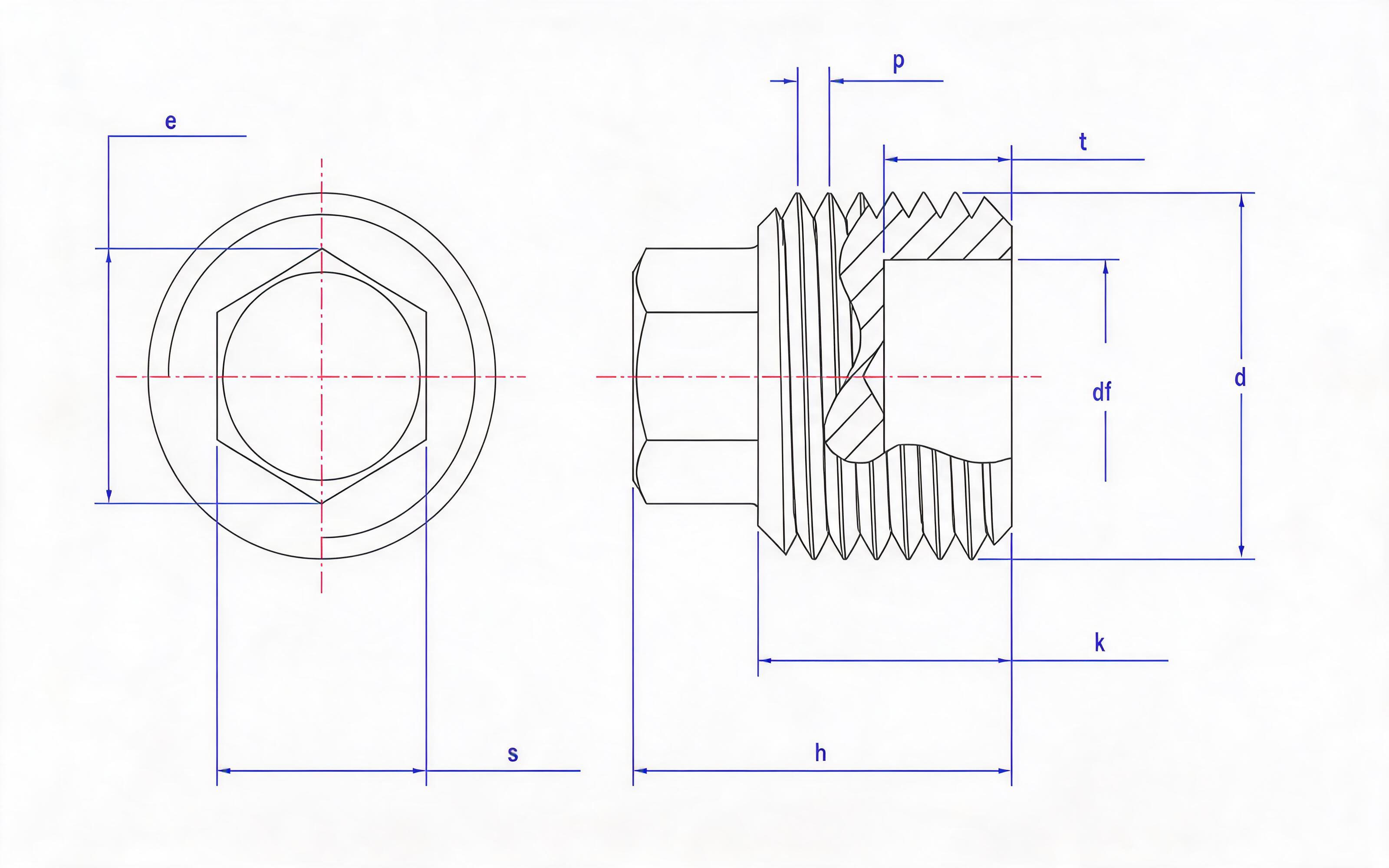 Hexagon head screw plug (d ≥ 20mm) Standard Drawing