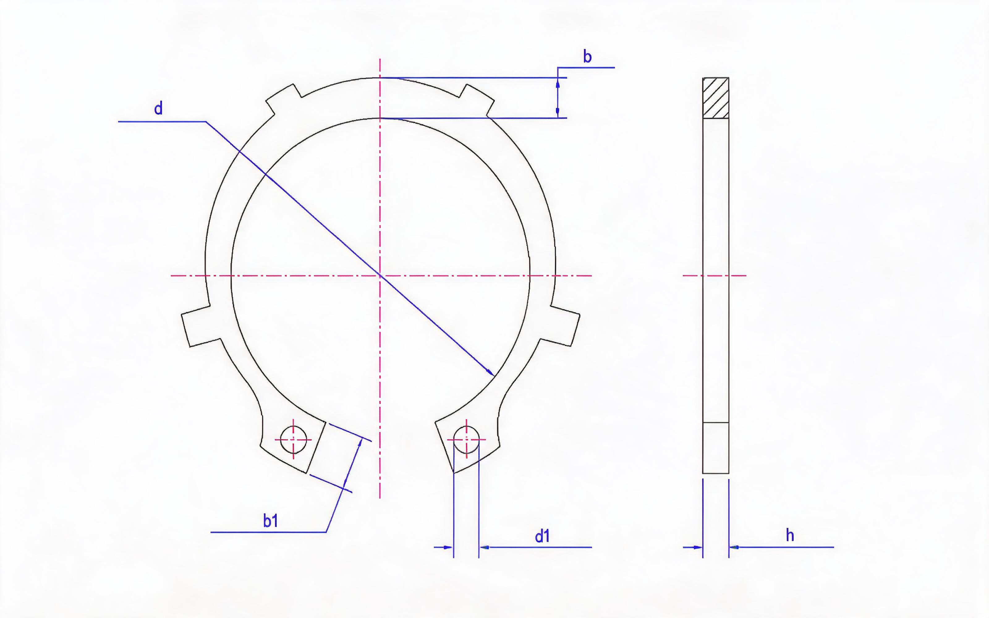 Retaining ring for toothed shaft (Figure 2) Standard Drawing