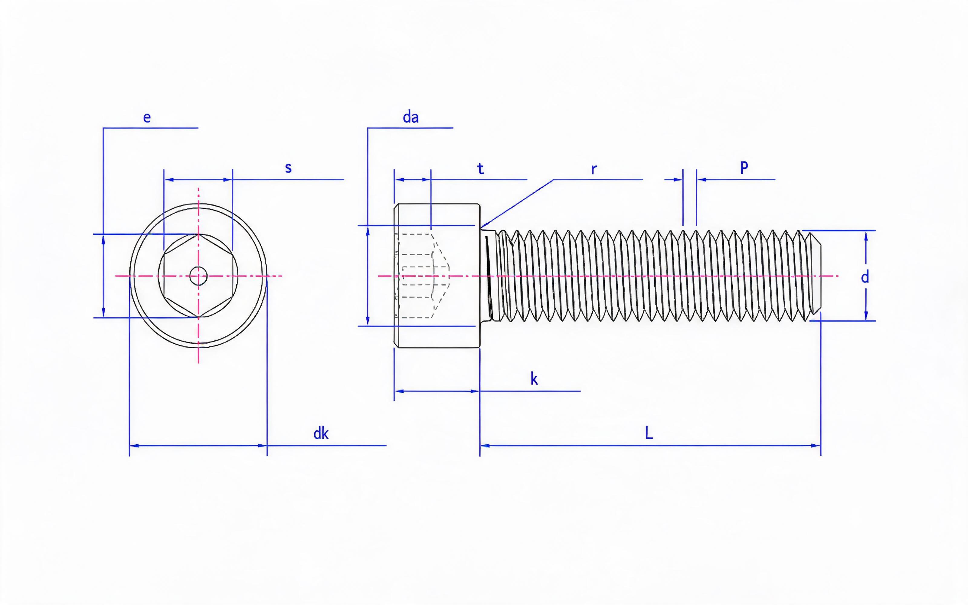 Hexagon socket cap screw with column (enterprise standard) Standard Drawing