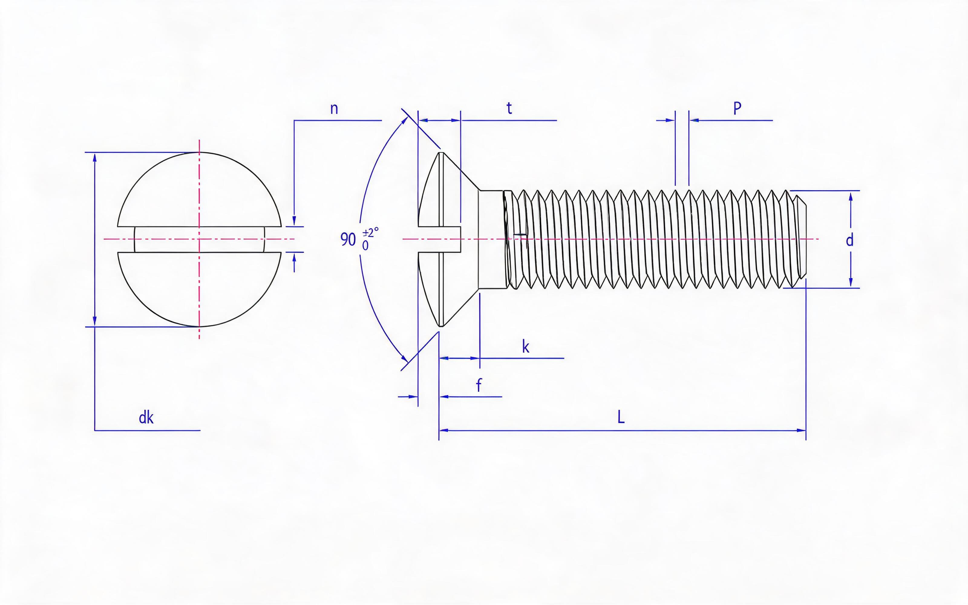 SLOTTED COUNTERSUNK HEAD SCREW Standard Drawing