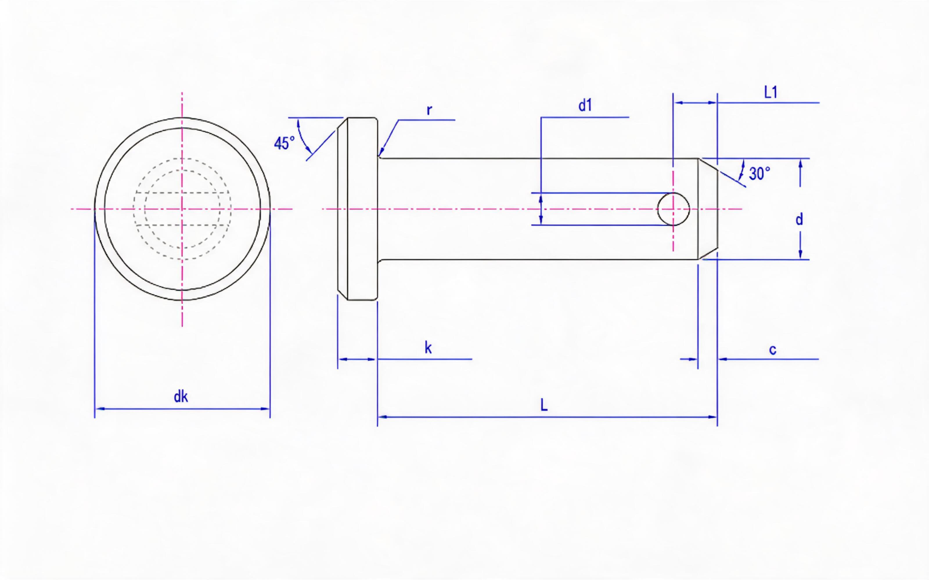 Pin shaft (Type B) Standard Drawing