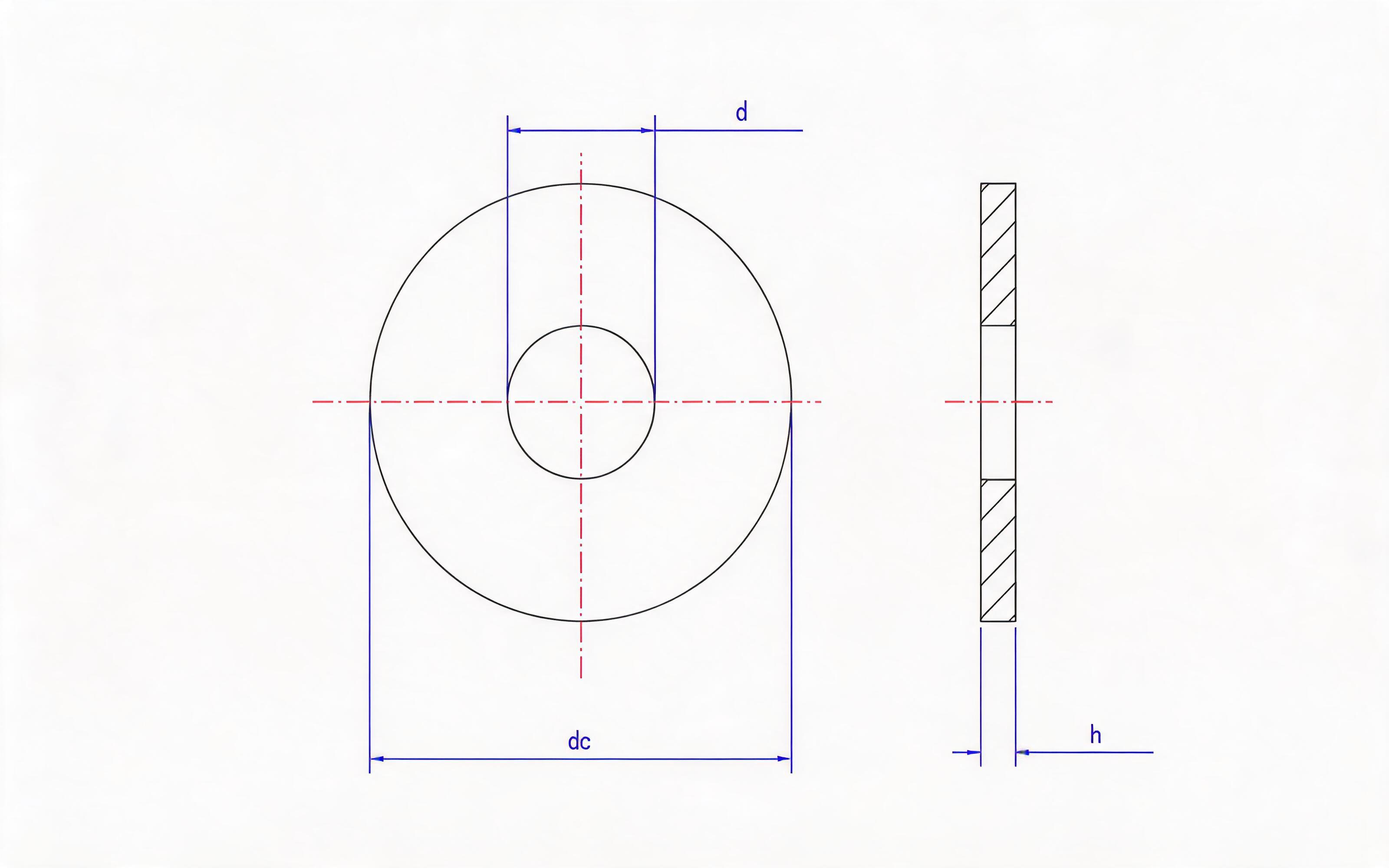 Type L (large) flat washers for screw and washer assemblies Standard Drawing
