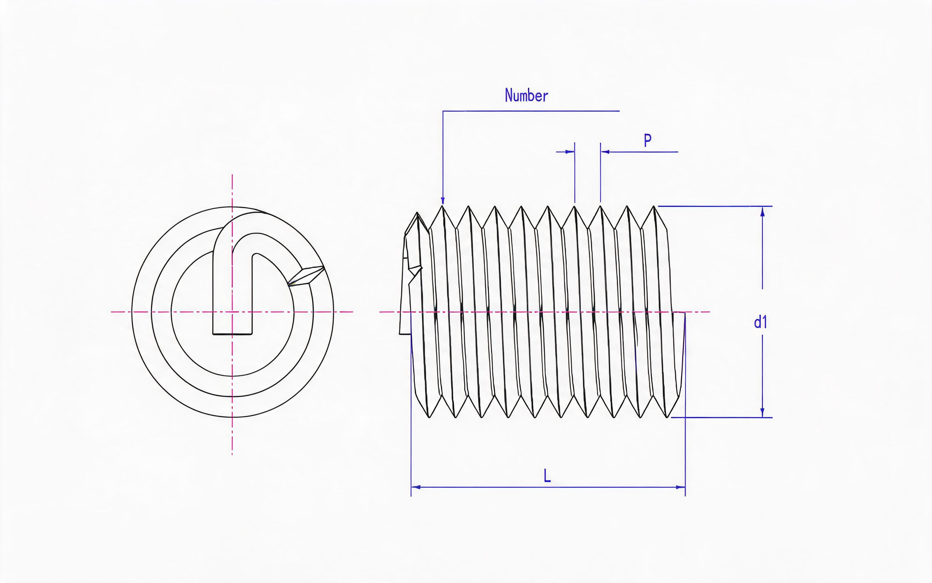 Wire screw sleeve (L=1.5d) Standard Drawing