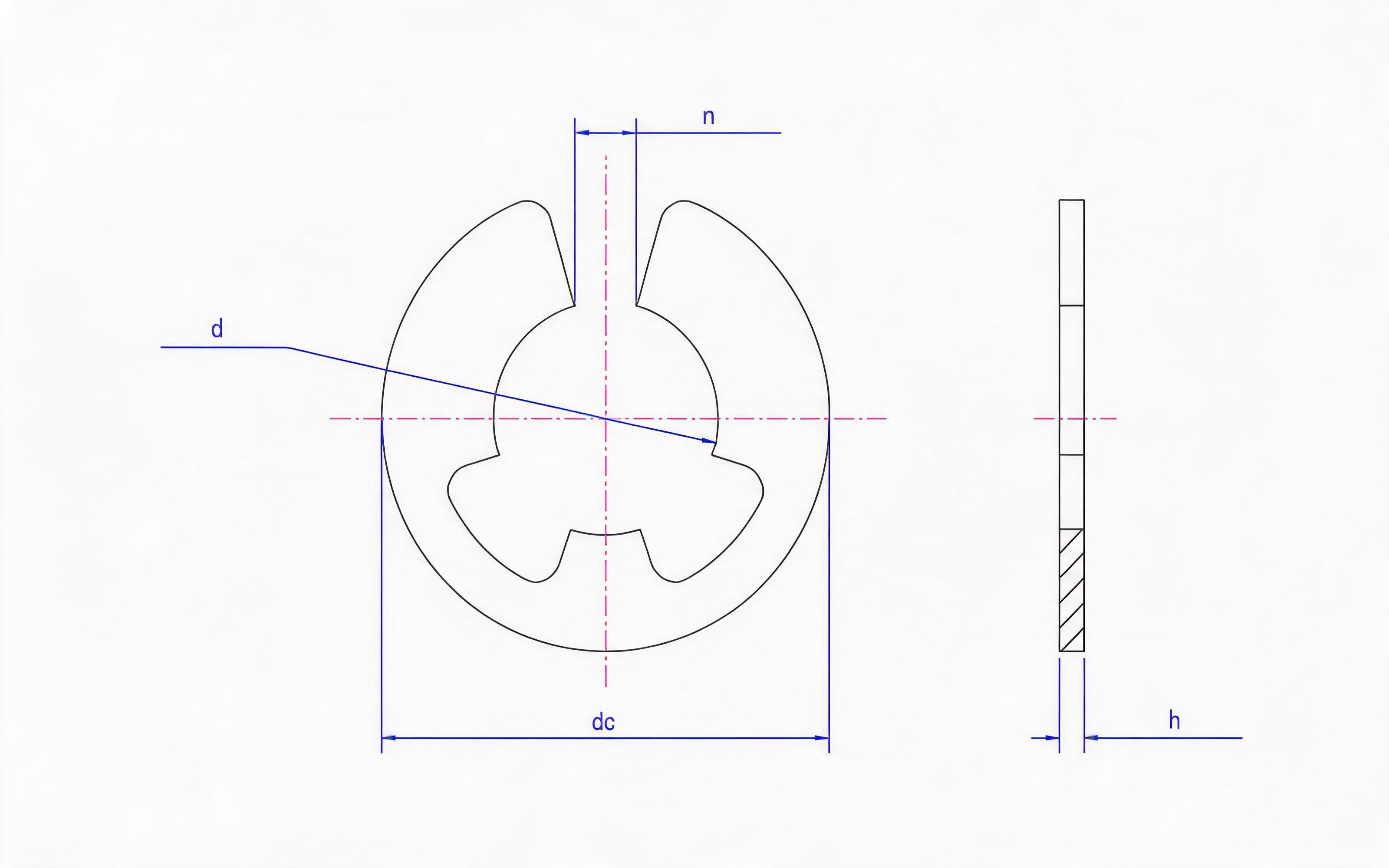 Split retaining ring Standard Drawing