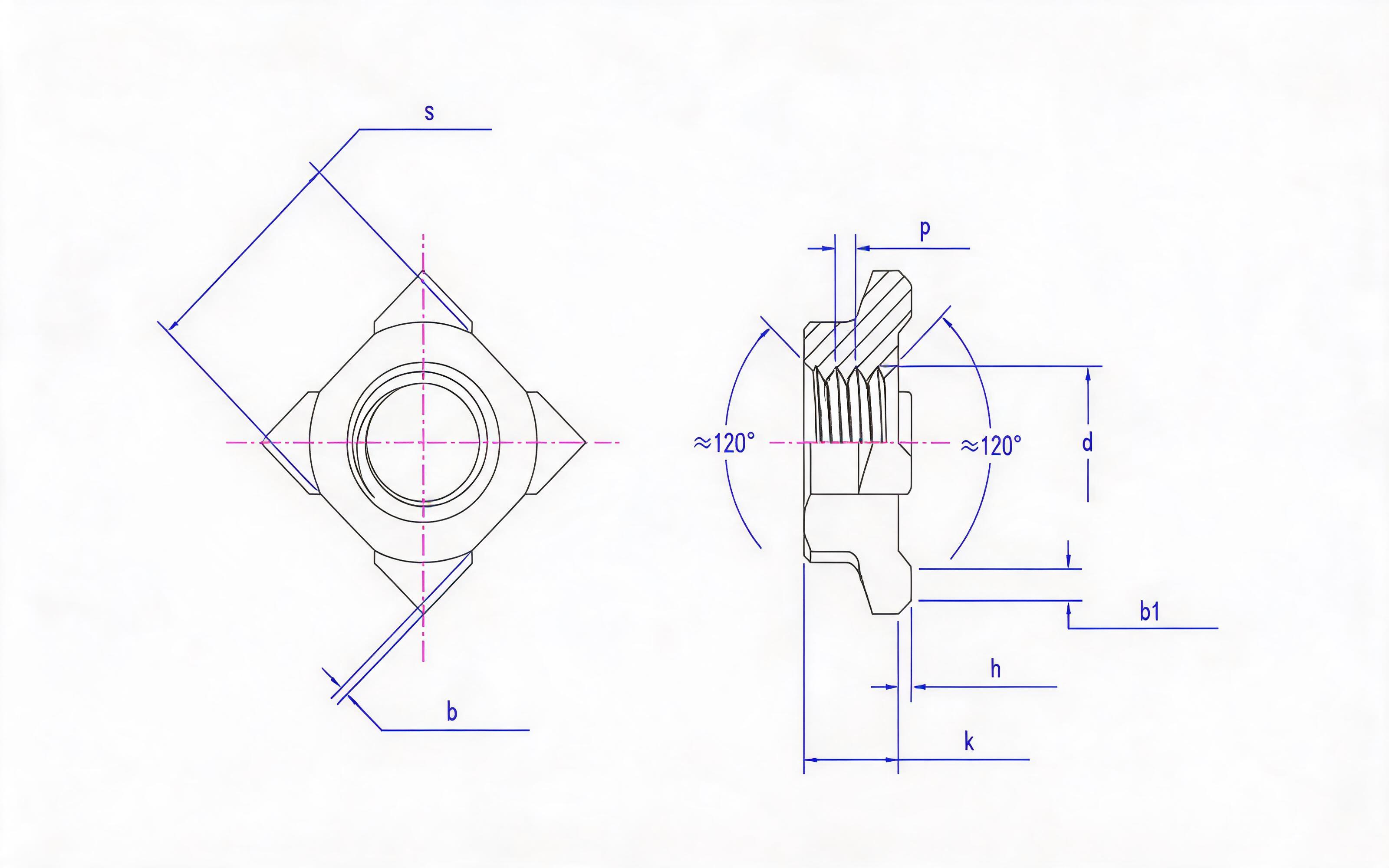 Welded square nut (Type B) Standard Drawing
