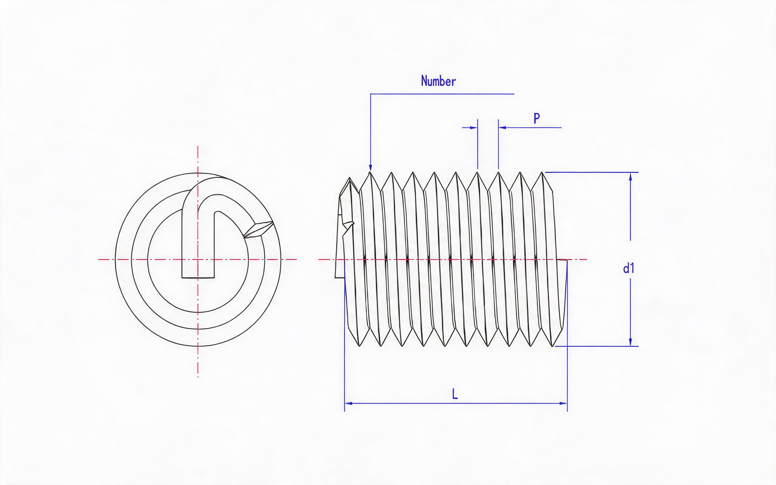 Wire screw sleeve (L=1d) Standard Drawing