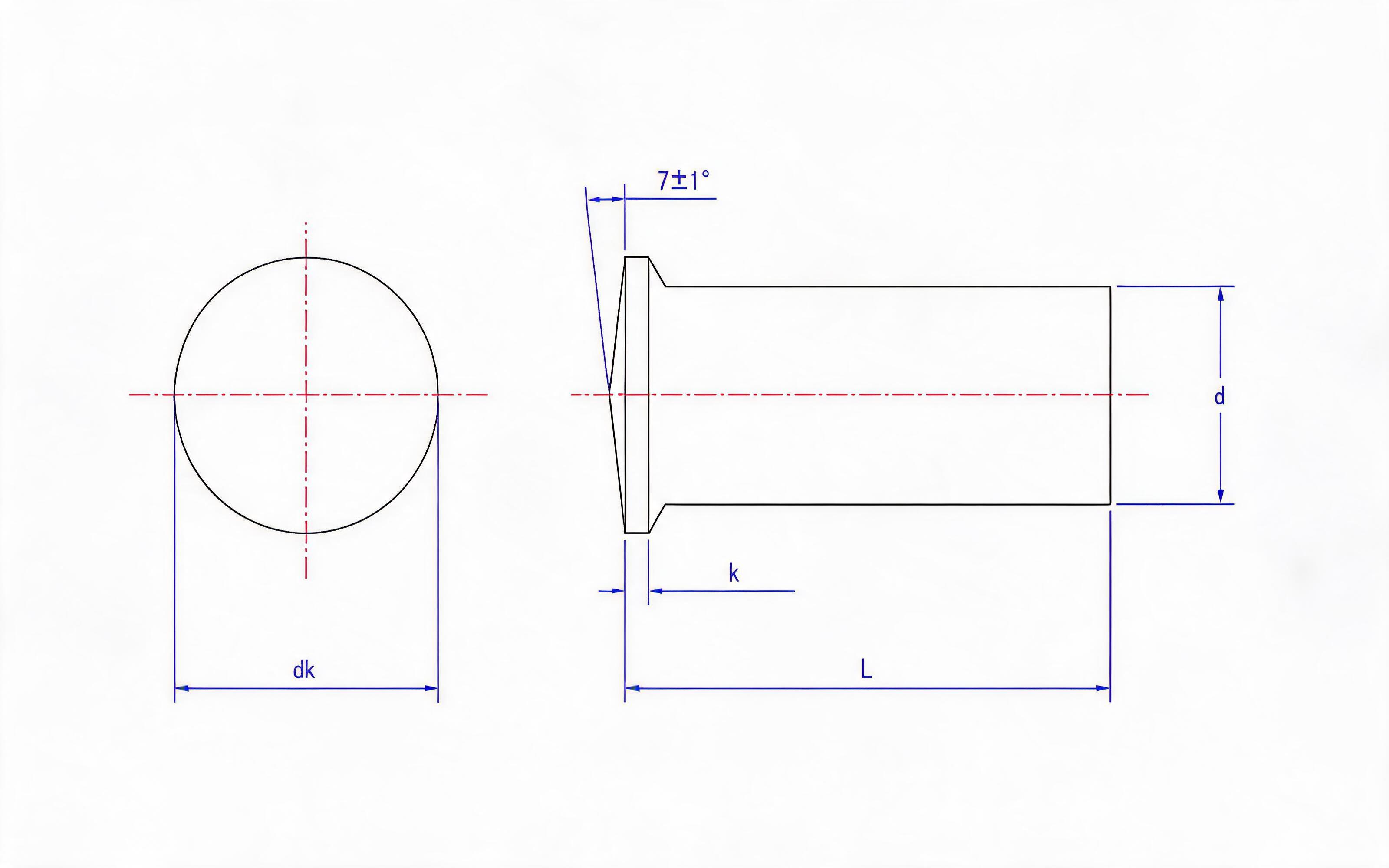 HEADLESS STUDS FOR SHORT CYCLE ARC STUD WELDING (US TYPE) Standard Drawing