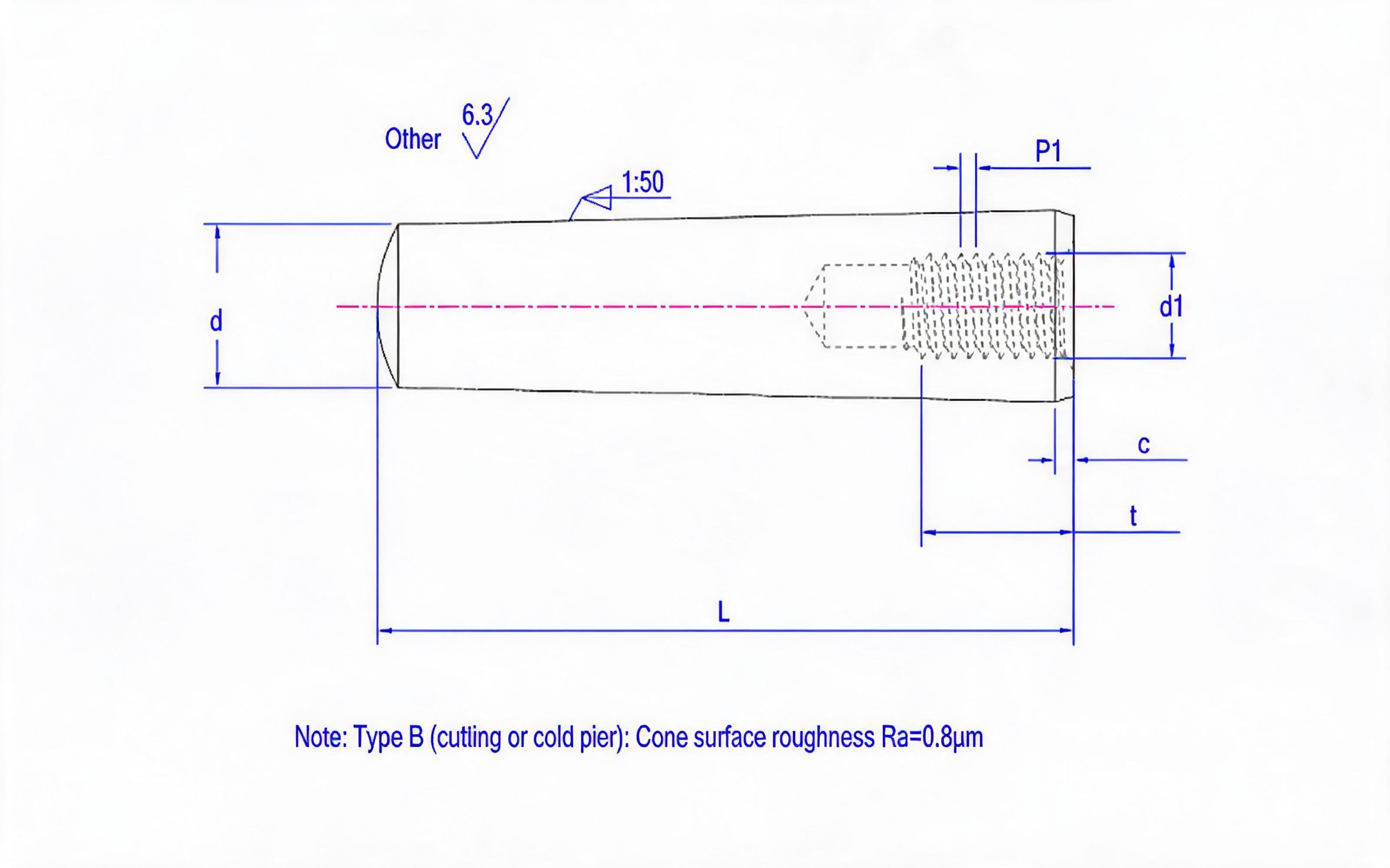 Female taper pin (Type A) Standard Drawing