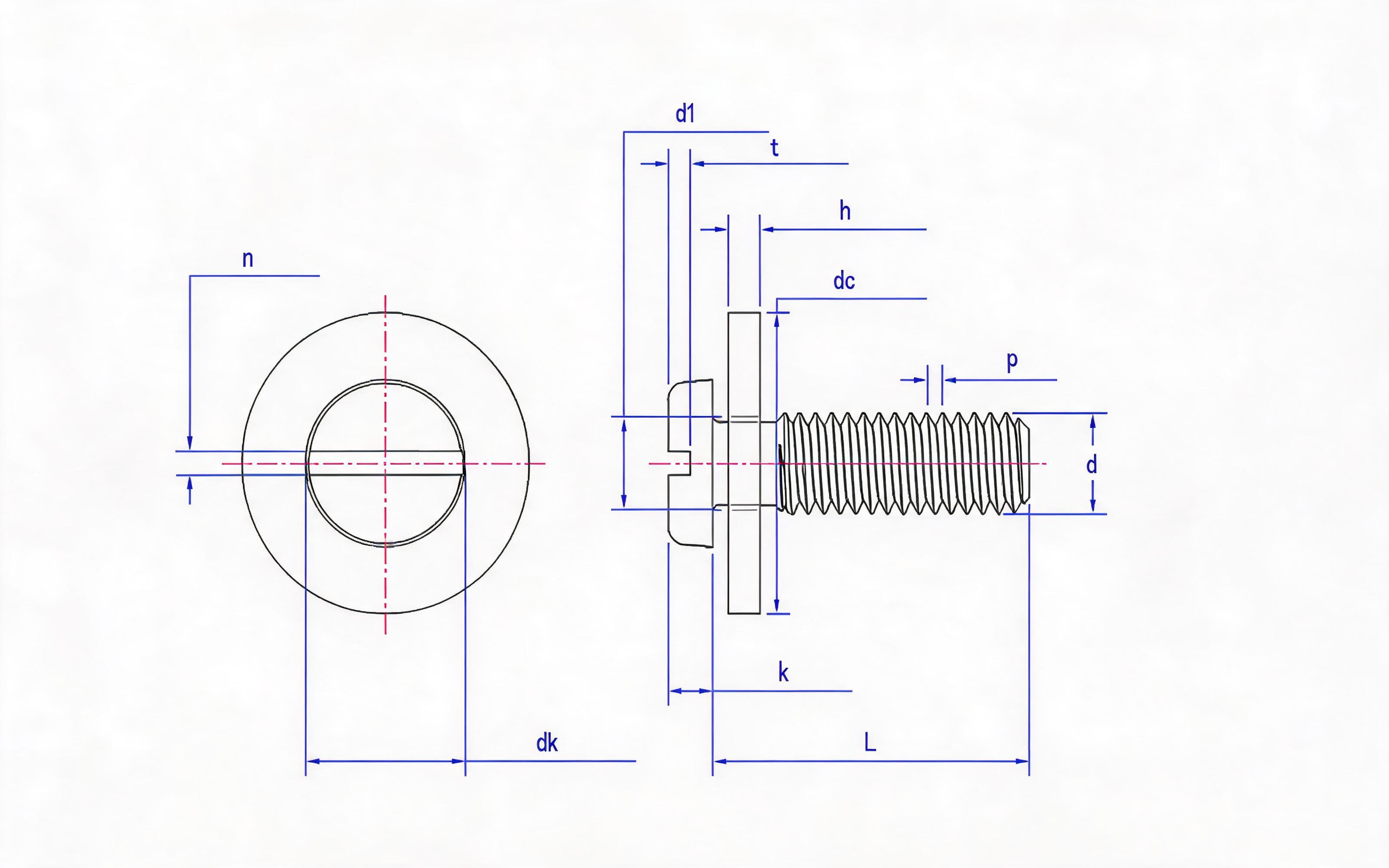 Combination of slotted panhead screw and large flat washer Standard Drawing